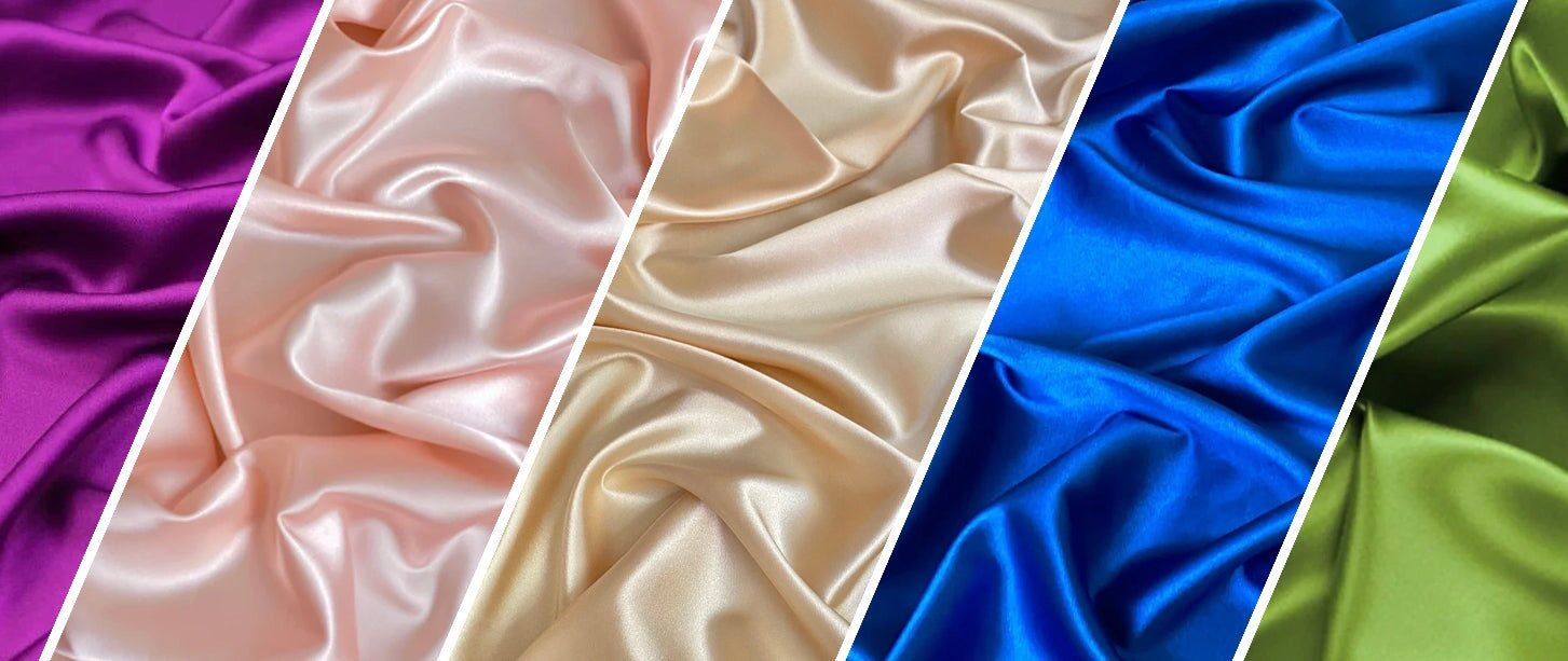 Premium Stretch Silky Satin Fabric by Yard - Fabric for Dresses  and Skirts - Silky Smooth, Metallic Sheen - Ideal for Weddings and Costume  Design - Polyester Silk Blend - 1