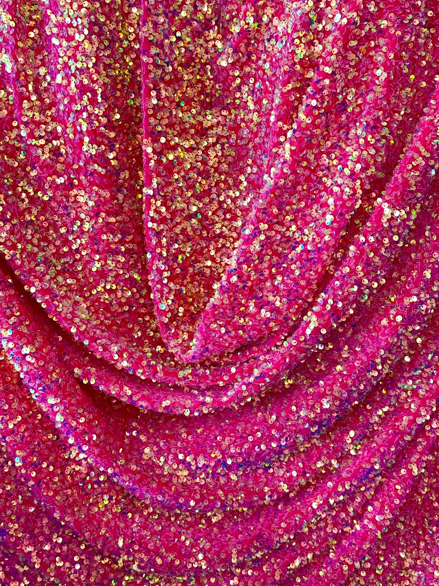 Hot Pink Sequin On Velvet
