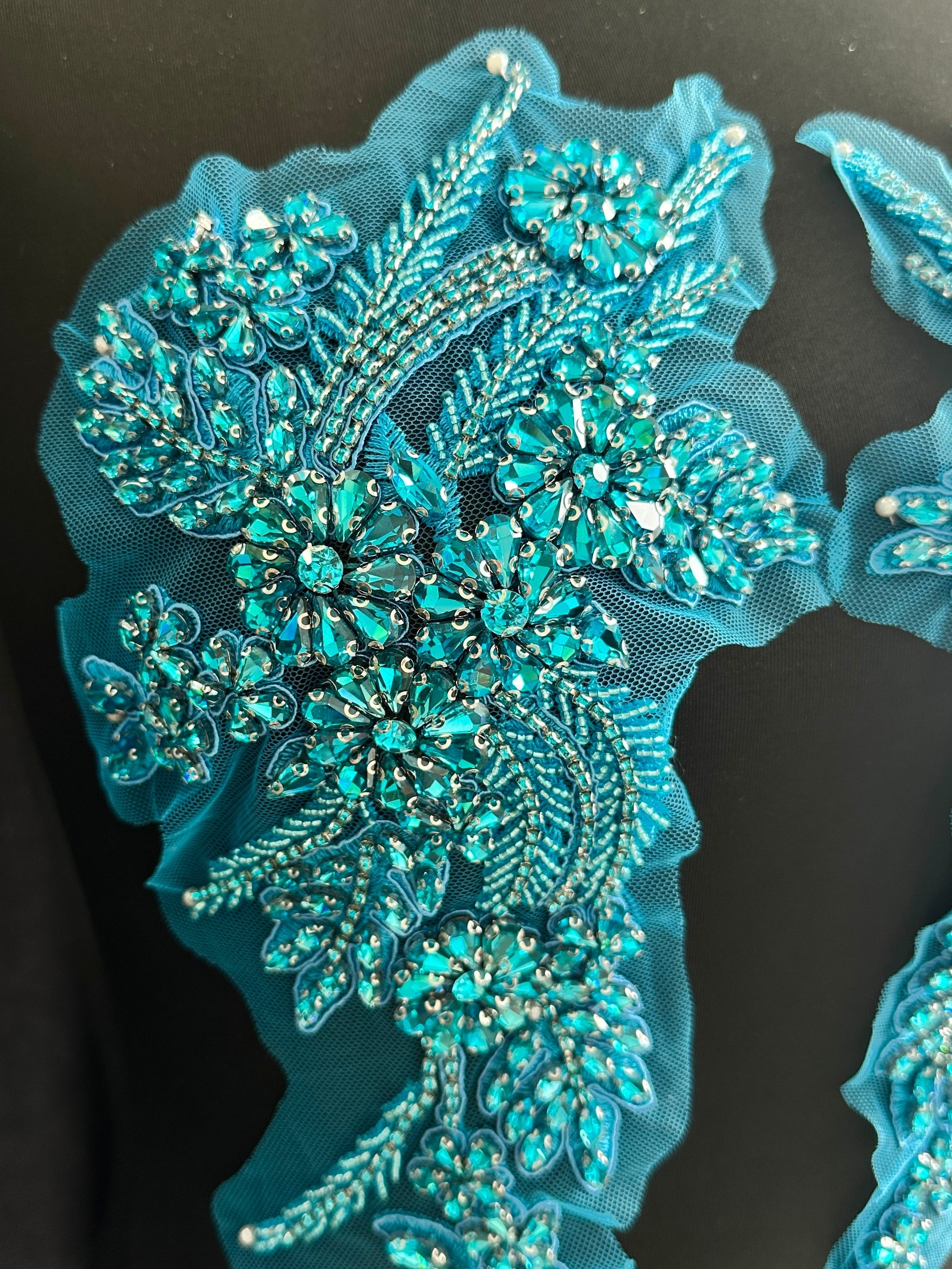 Gina Turquoise Rhinestone Applique, Shop Fabrics Online, Sewing, Fabric Store, Sewing Store, Cheap Fabric Store, Kiki Textiles