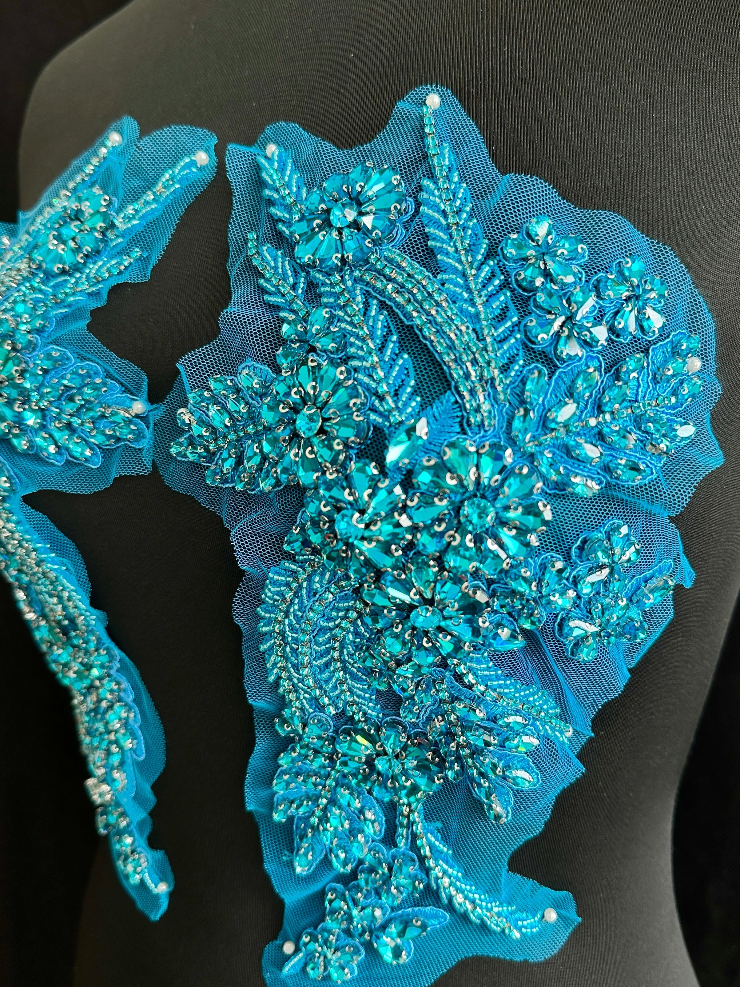 Gina Turquoise Rhinestone Applique, Shop Fabrics Online, Sewing, Fabric Store, Sewing Store, Cheap Fabric Store, Kiki Textiles