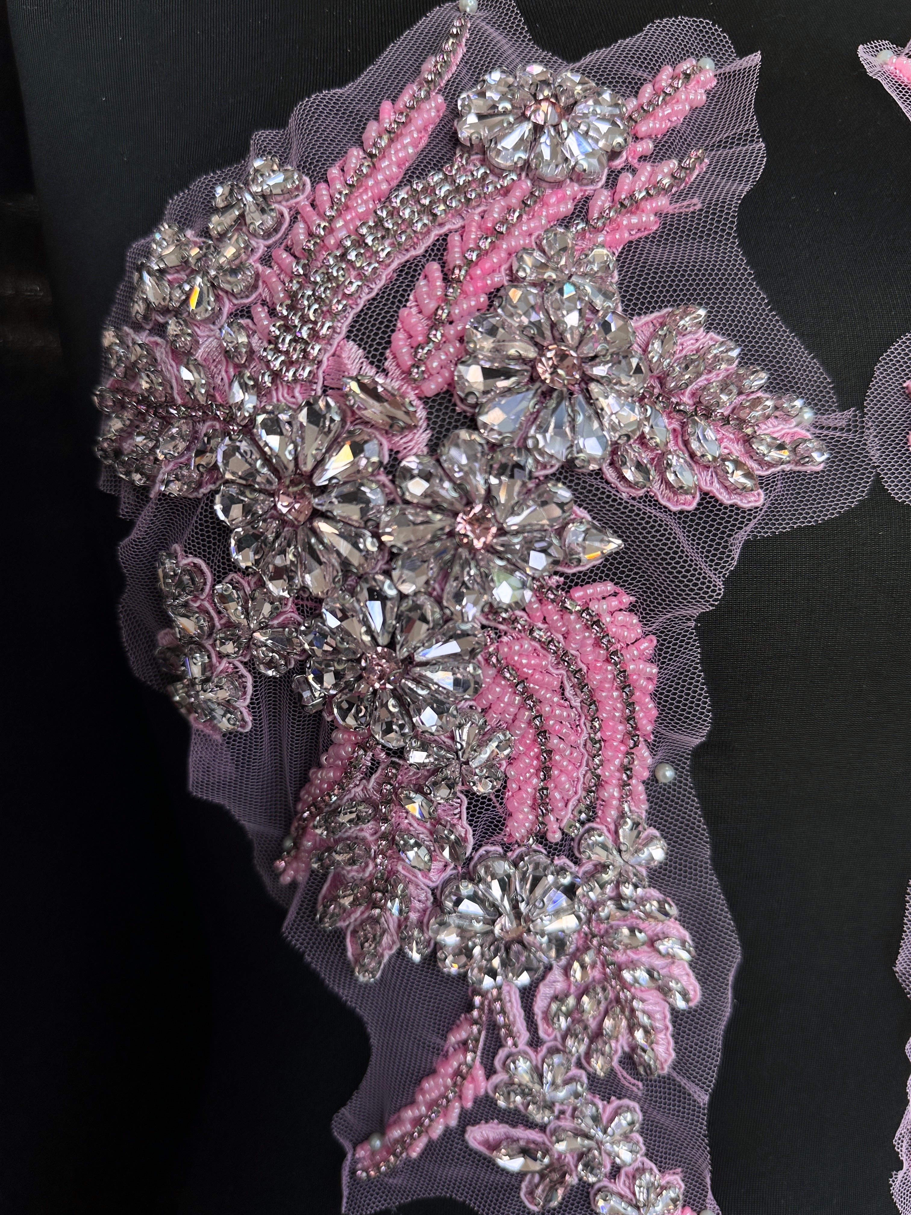 Gina Pink Rhinestone Applique, Embellished clothing, Rhinestone applications, Rhinestone embroidery, Rhinestone patch, Dress patch, Rhinestones for dress