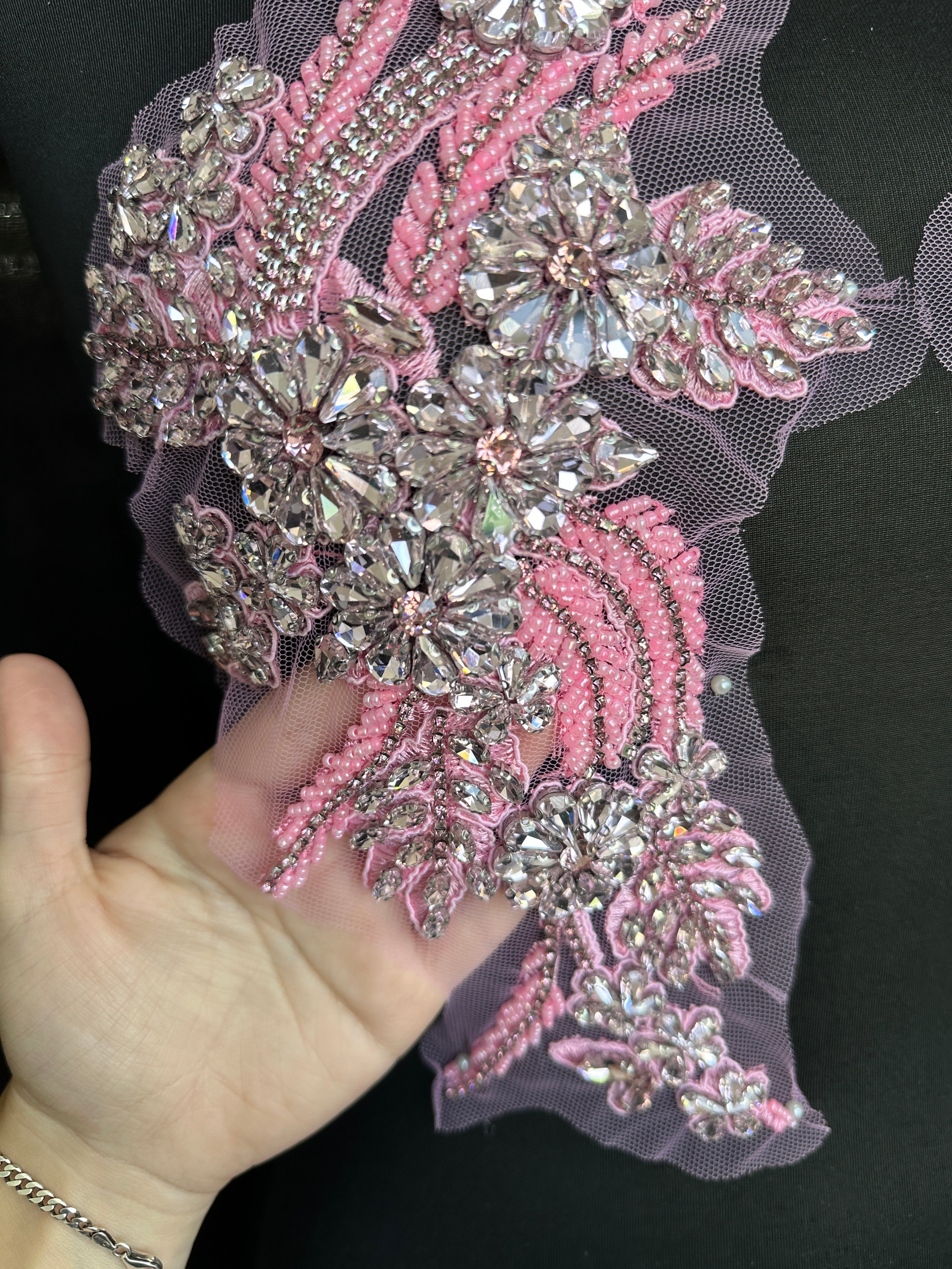 Gina Pink Rhinestone Applique, Shop Fabrics Online, Sewing, Fabric Store, Sewing Store, Cheap Fabric Store, Kiki Textiles