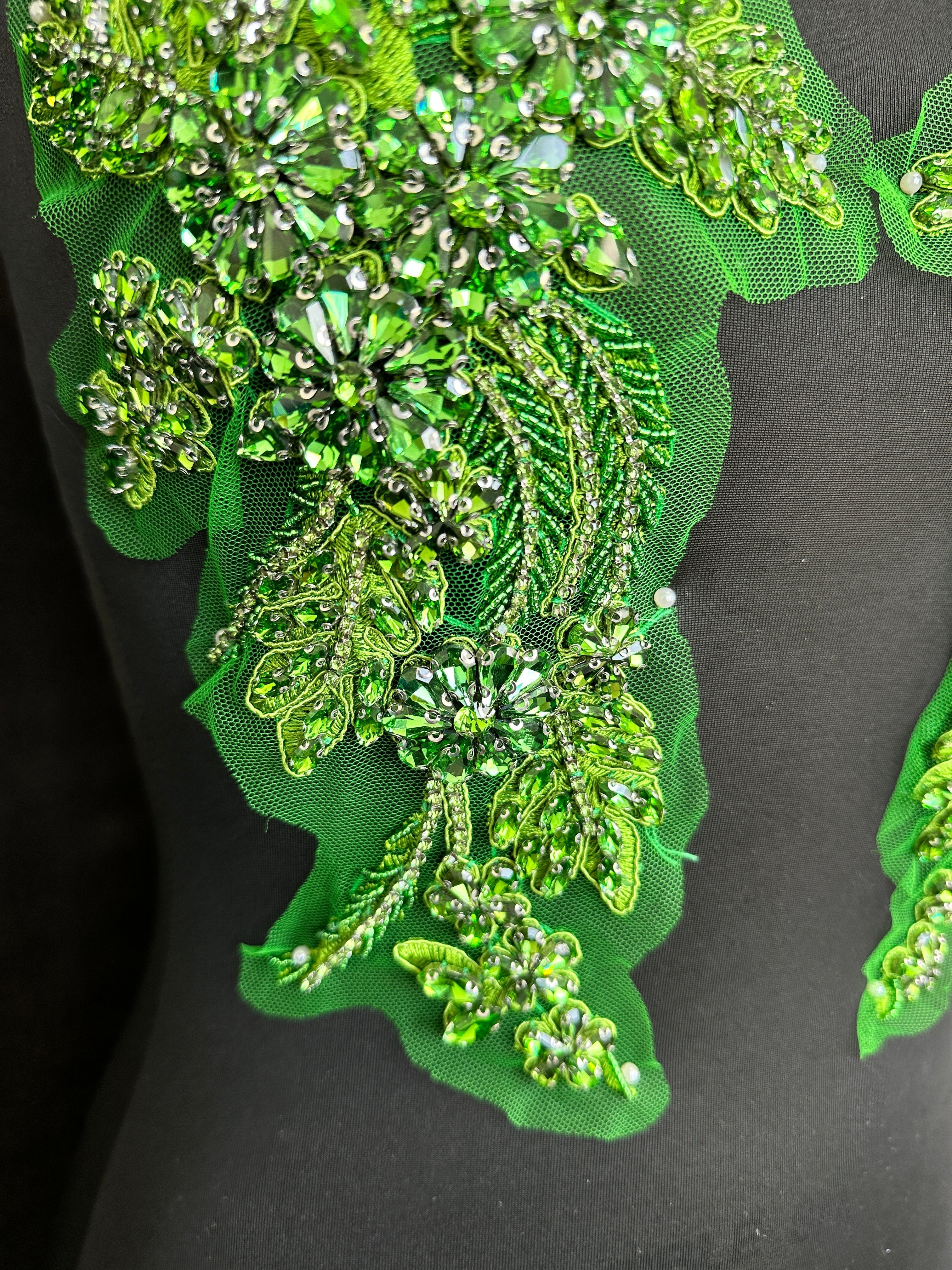 Gina Lime Green Rhinestone Applique, Embellished clothing, Rhinestone applications, Rhinestone embroidery, Rhinestone patch, Dress patch, Rhinestones for dress