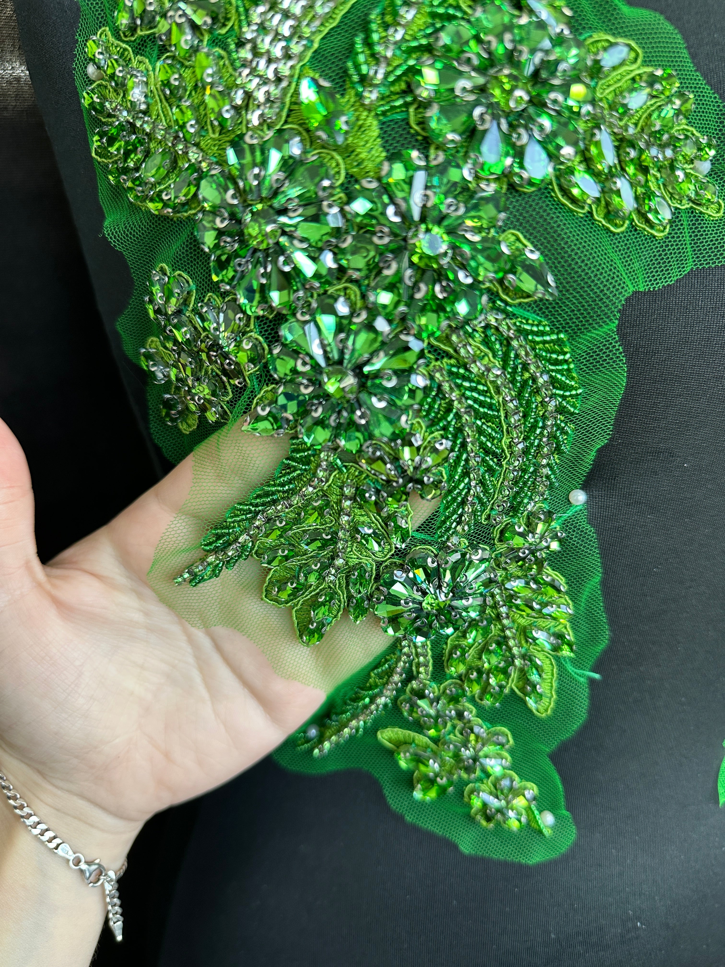 Gina Lime Green Rhinestone Applique, Shop Fabrics Online, Sewing, Fabric Store, Sewing Store, Cheap Fabric Store, Kiki Textiles