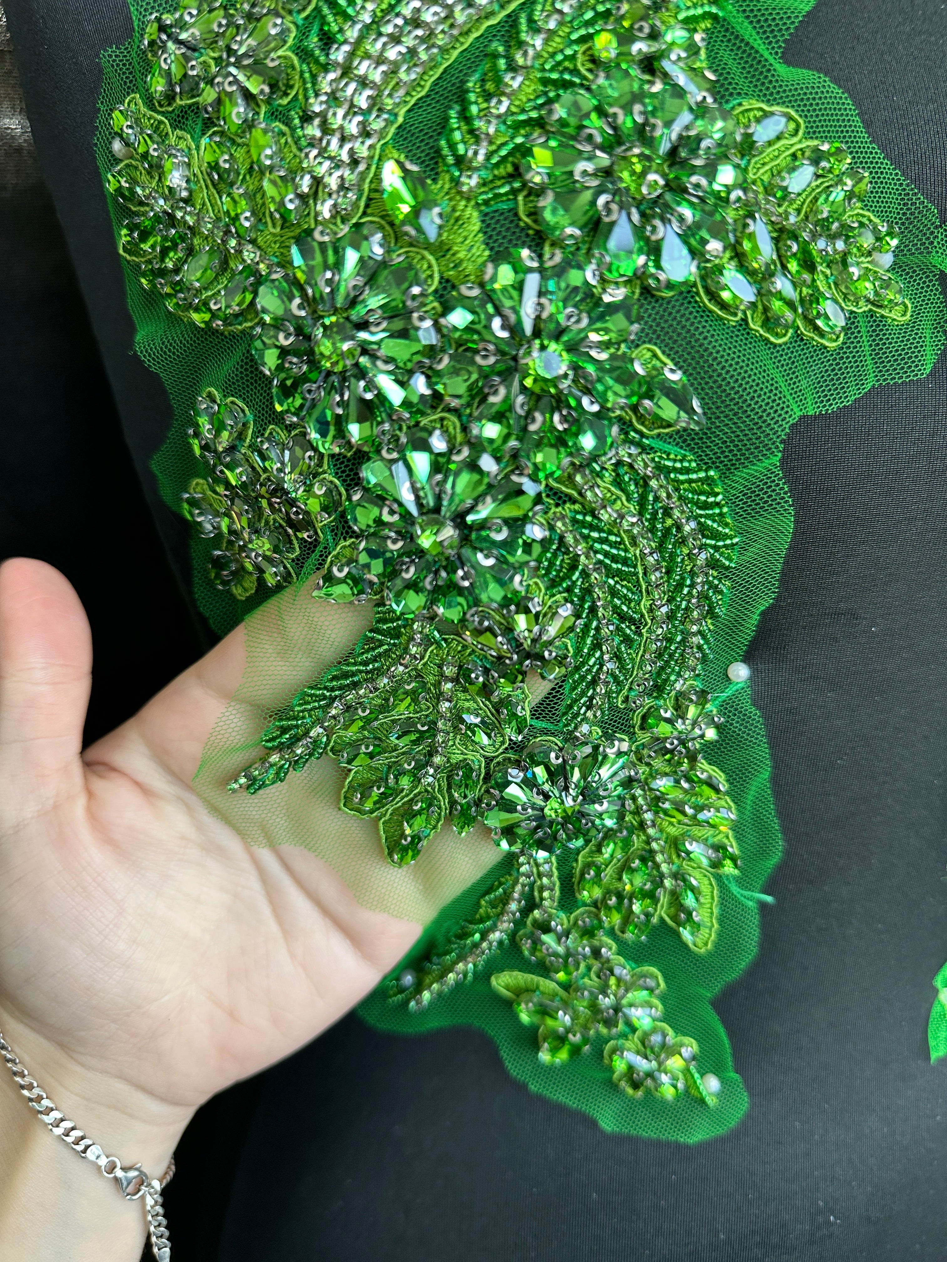 Gina Lime Green Rhinestone Applique, Shop Fabrics Online, Sewing, Fabric Store, Sewing Store, Cheap Fabric Store, Kiki Textiles