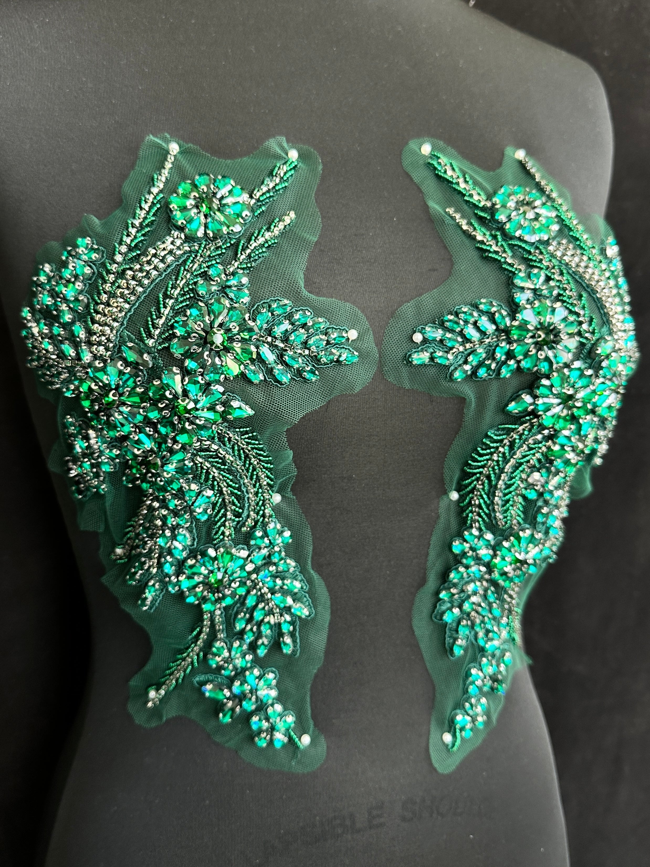 Gina Hunter Green Rhinestone Applique, Shop Fabrics Online, Sewing, Fabric Store, Sewing Store, Cheap Fabric Store, Kiki Textiles