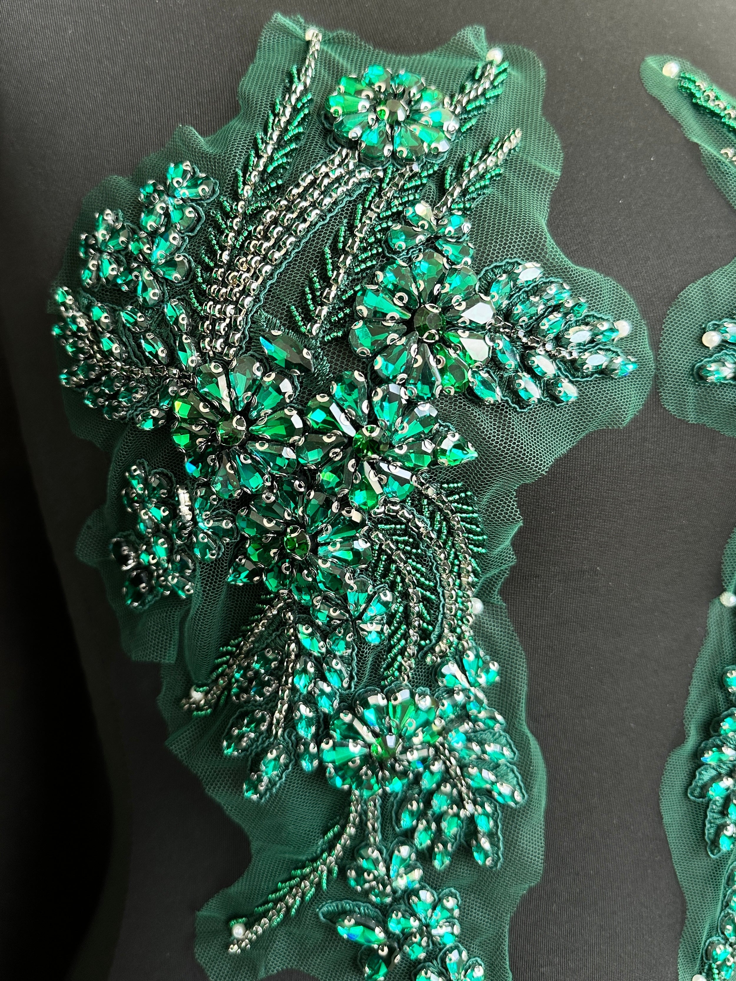 Gina Hunter Green Rhinestone Applique, Shop Fabrics Online, Sewing, Fabric Store, Sewing Store, Cheap Fabric Store, Kiki Textiles