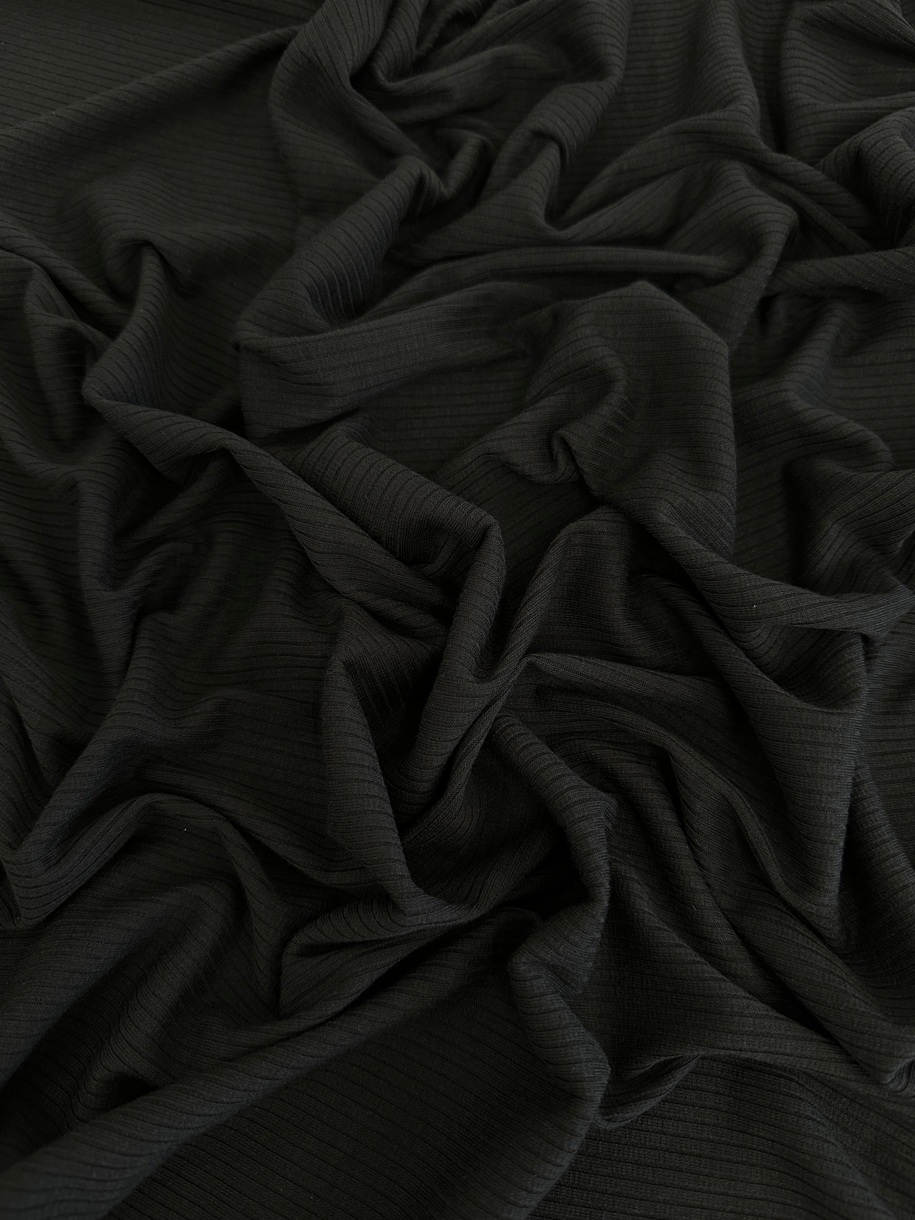 Black Solid Rib Knit, Shop Fabrics Online, Sewing, Fabric Store, Sewing Store, Cheap Fabric Store, Kiki Textiles, Textile by the Yard