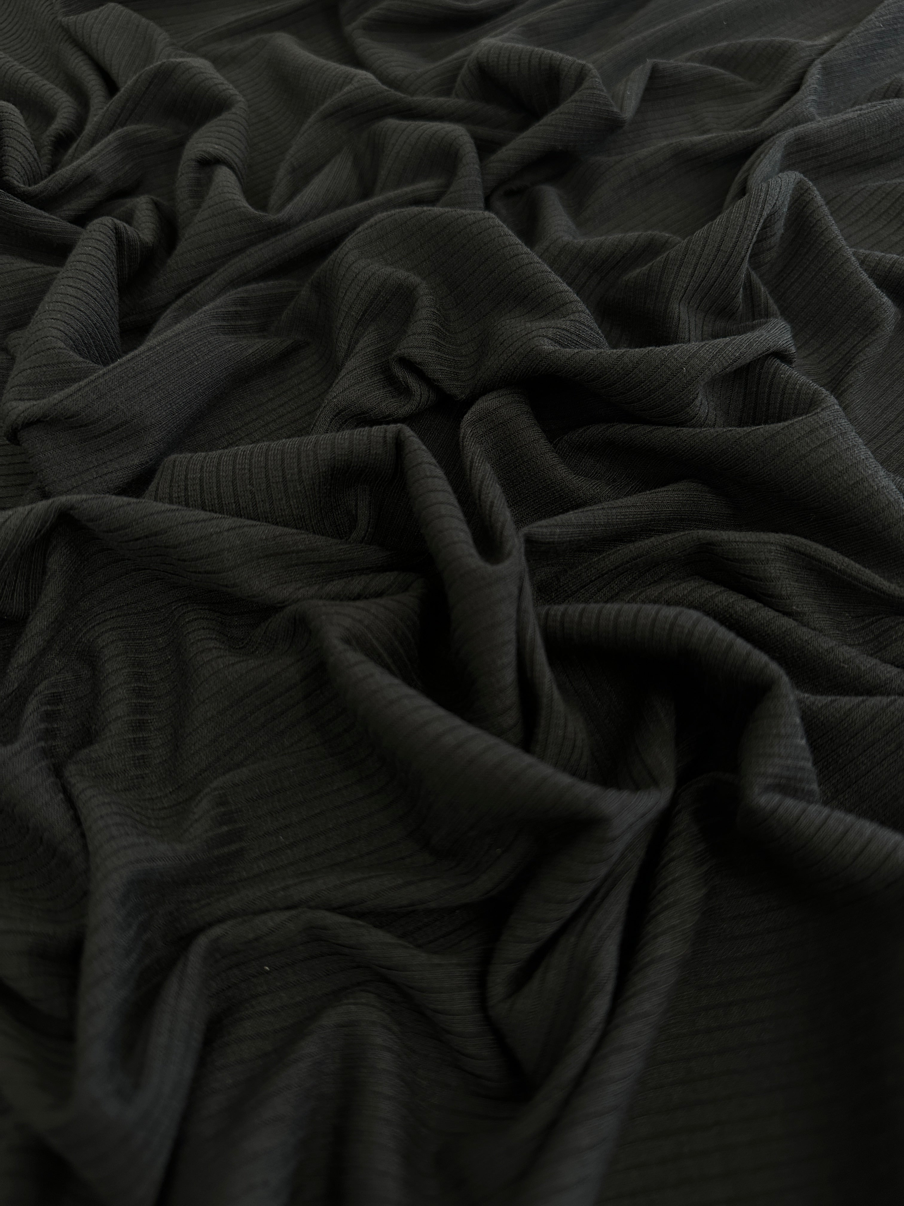 Black Solid Rib Knit, Shop Fabrics Online, Sewing, Fabric Store, Sewing Store, Cheap Fabric Store, Kiki Textiles, Textile by the Yard