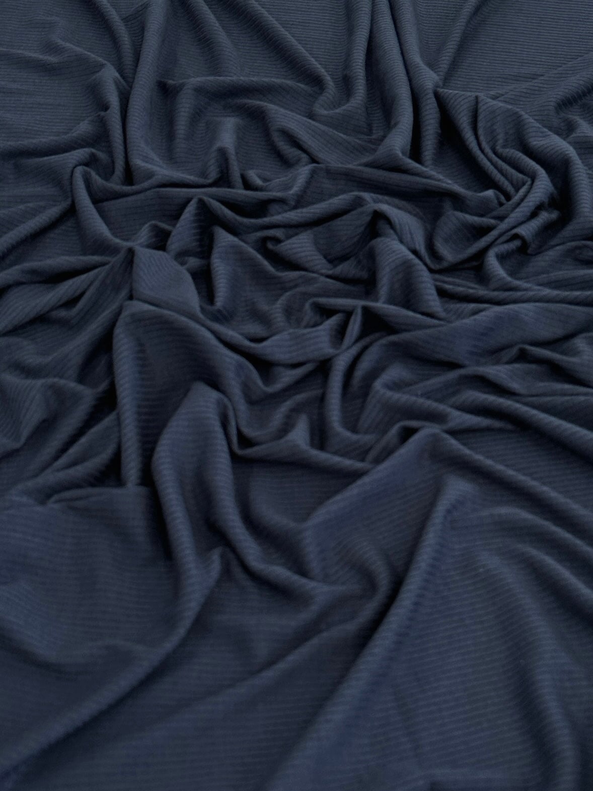 Navy Solid Rib Knit, Jersey Knit, 4 Way Stretch Fabric, Chunky Knit, Knit Fabric by the Yard, Spandex Fabric, Textured Knit