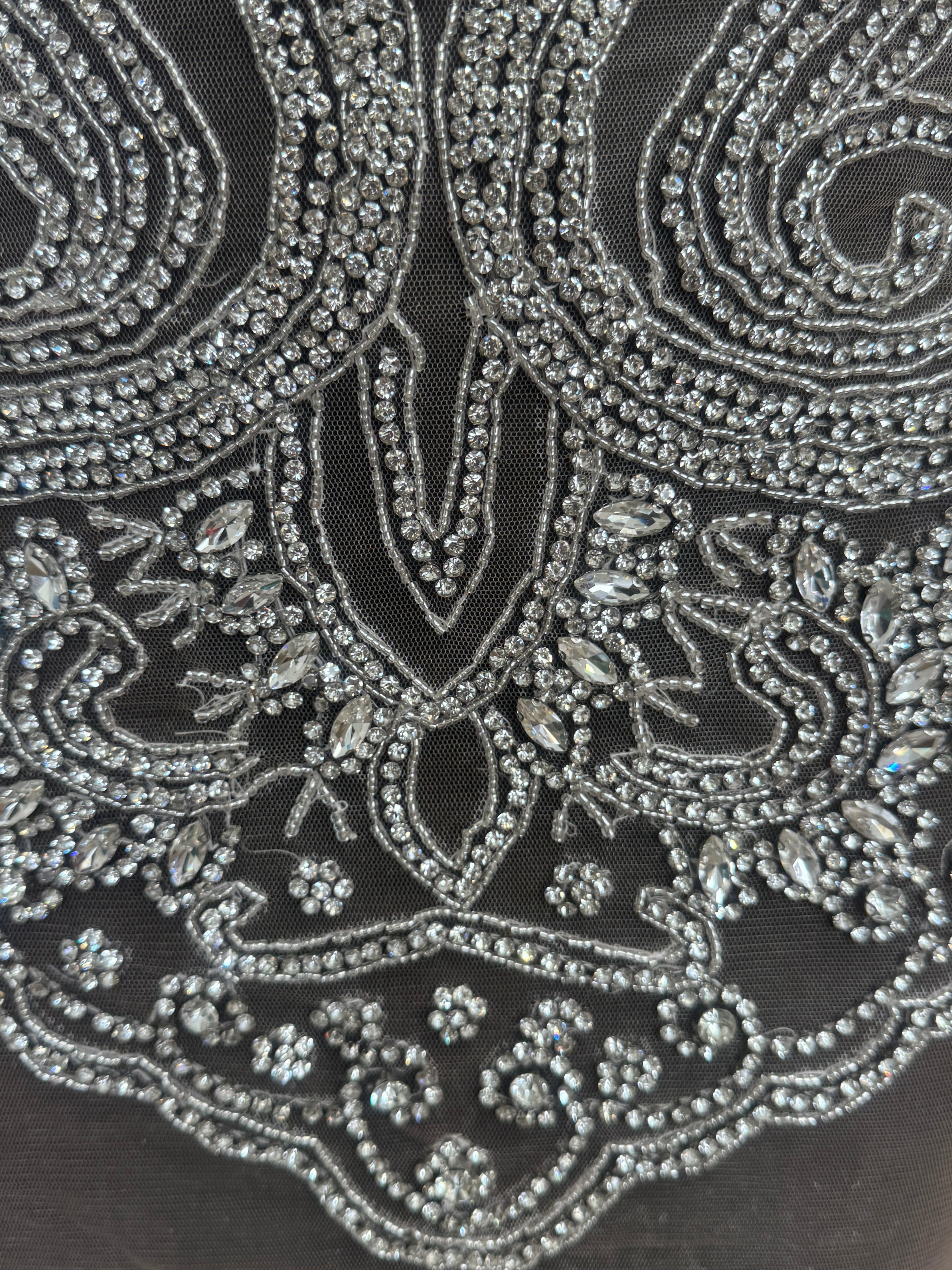 Diane Silver Rhinestone Bodice Appliqué, Shop Fabrics Online, Sewing, Fabric Store, Sewing Store, Cheap Fabric Store, Kiki Textiles, Textile by the Yard