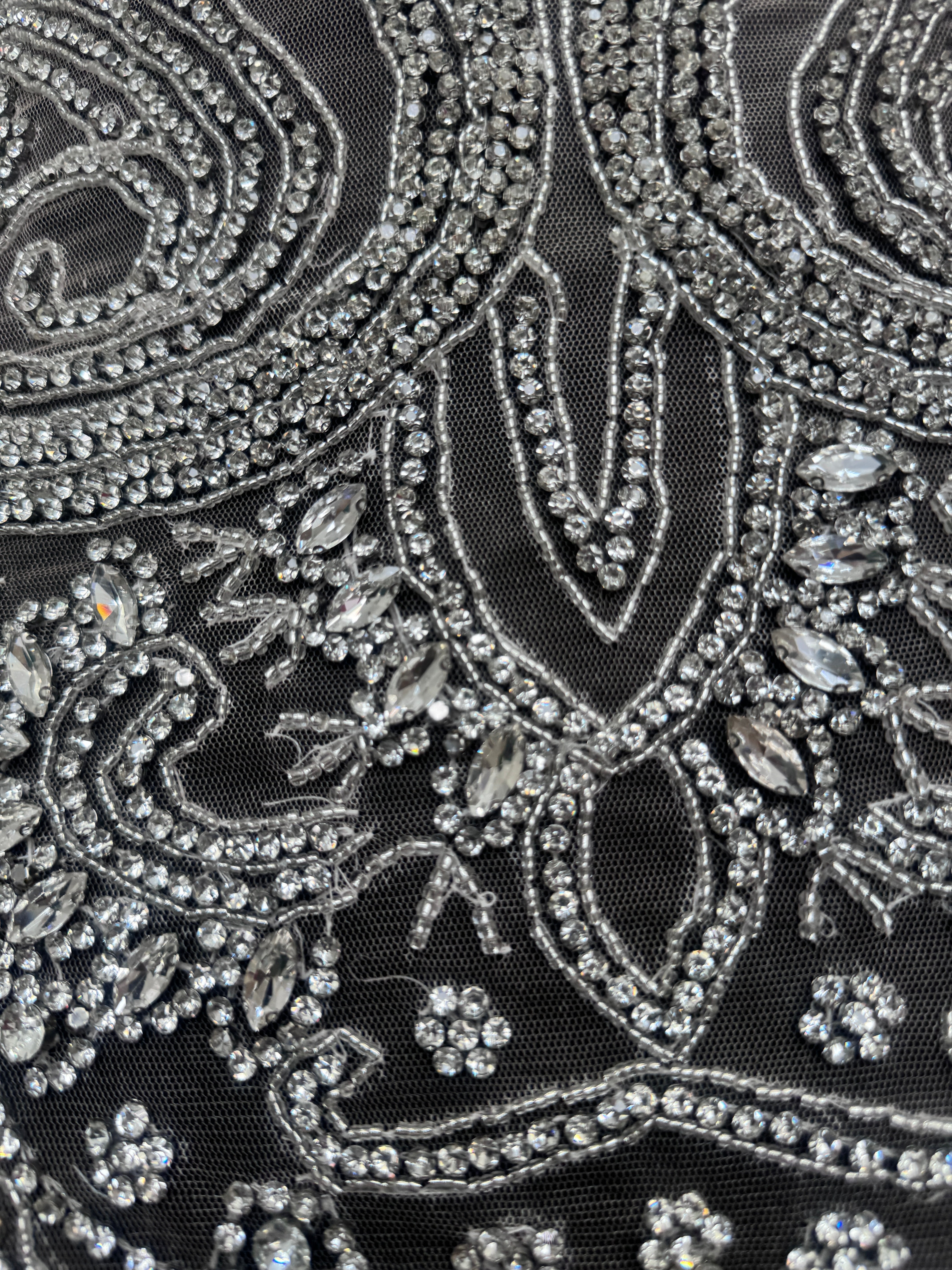 Diane Silver Rhinestone Bodice Appliqué, Shop Fabrics Online, Sewing, Fabric Store, Sewing Store, Cheap Fabric Store, Kiki Textiles, Textile by the Yard