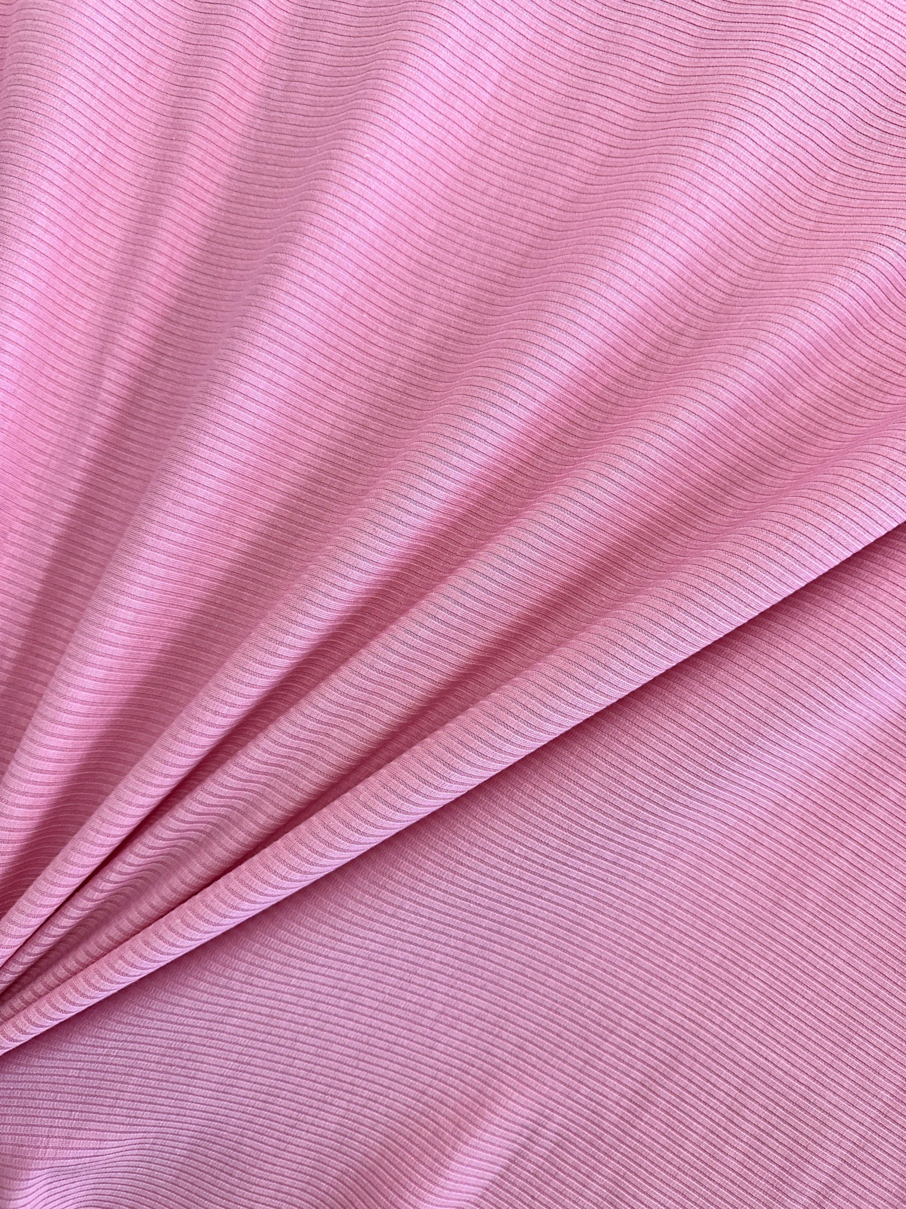 Pink Solid Rib Knit, Jersey Knit, 4 Way Stretch Fabric, Chunky Knit, Knit Fabric by the Yard, Spandex Fabric, Textured Knit