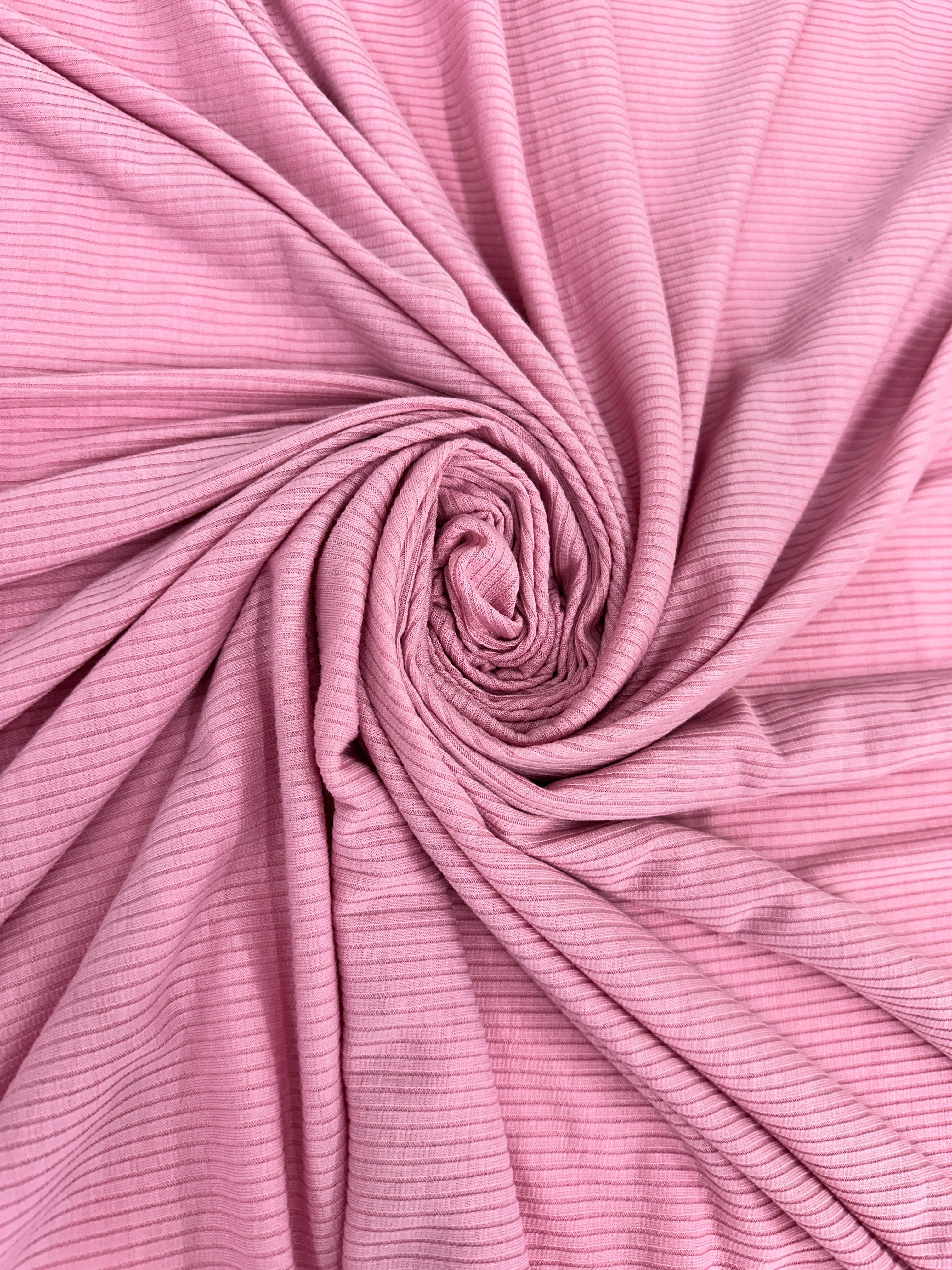 Pink Solid Rib Knit, Jersey Knit, 4 Way Stretch Fabric, Chunky Knit, Knit Fabric by the Yard, Spandex Fabric, Textured Knit