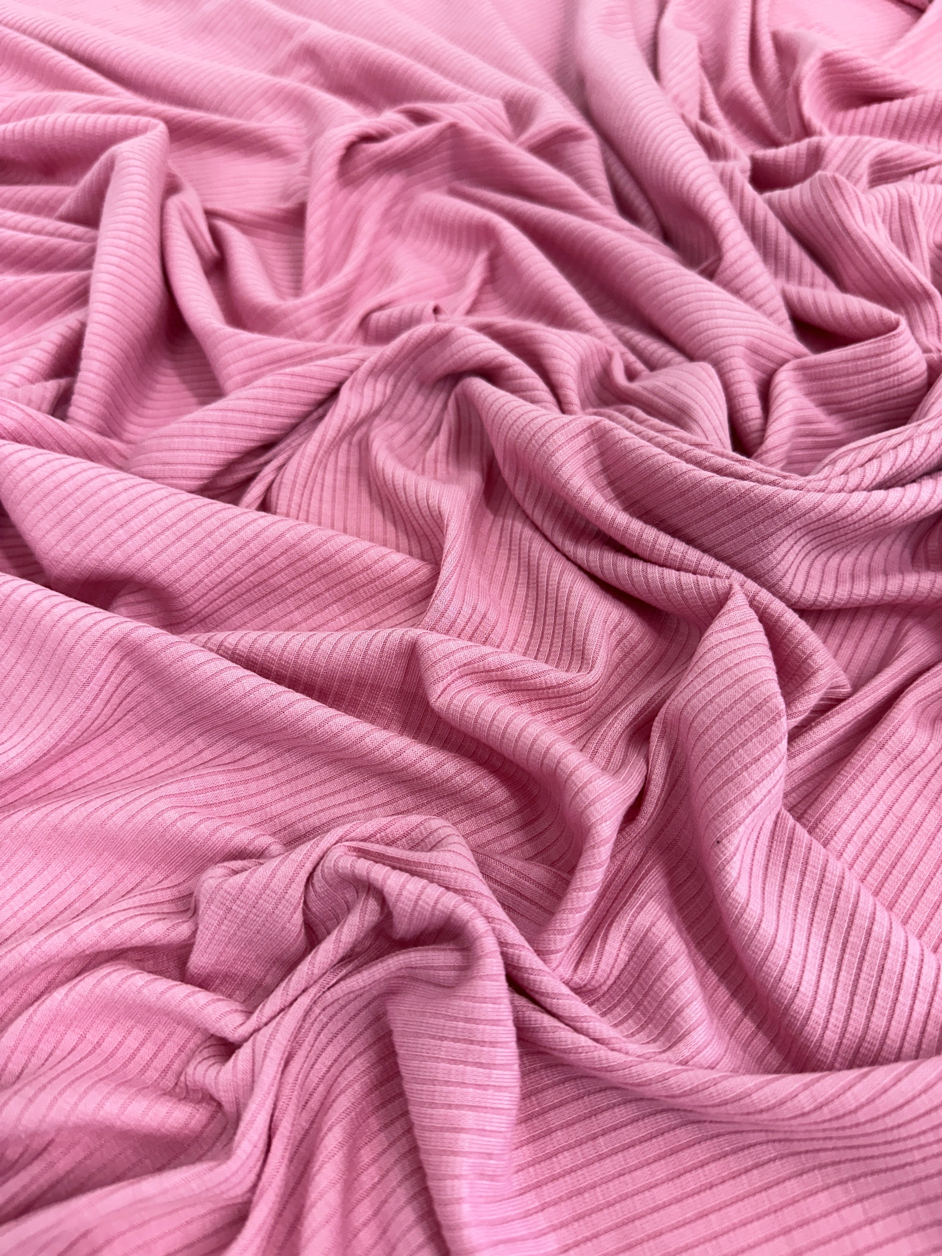 Pink Solid Rib Knit, Jersey Knit, 4 Way Stretch Fabric, Chunky Knit, Knit Fabric by the Yard, Spandex Fabric, Textured Knit