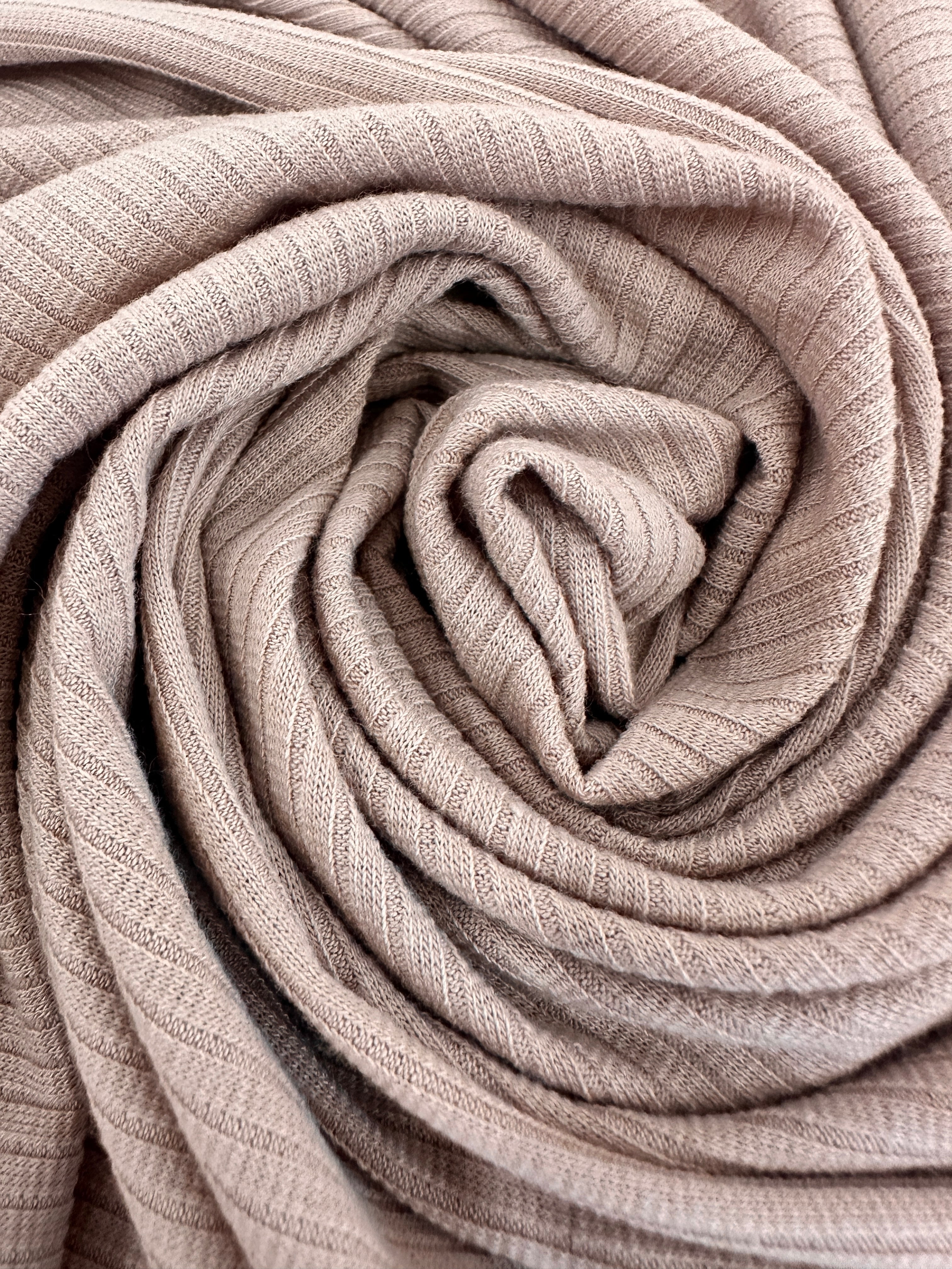 Khaki Solid Rib Knit, Jersey Knit, 4 Way Stretch Fabric, Chunky Knit, Knit Fabric by the Yard, Spandex Fabric, Textured Knit