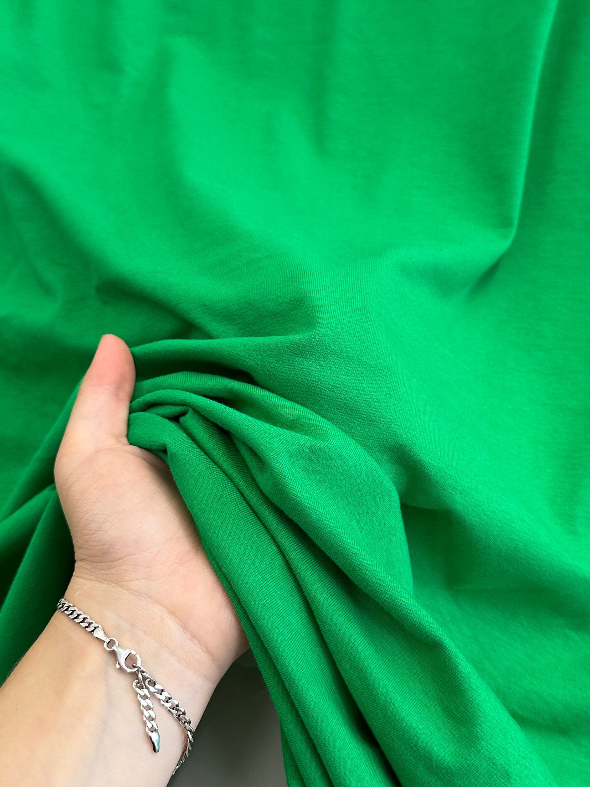 Kelly Green Cotton Jersey Spandex, Cotton Spandex, Shiny Spandex, Stretch Fabric, Cotton Jersey Spandex, Cotton Jersey, Jersey Spandex, Cotton fabric