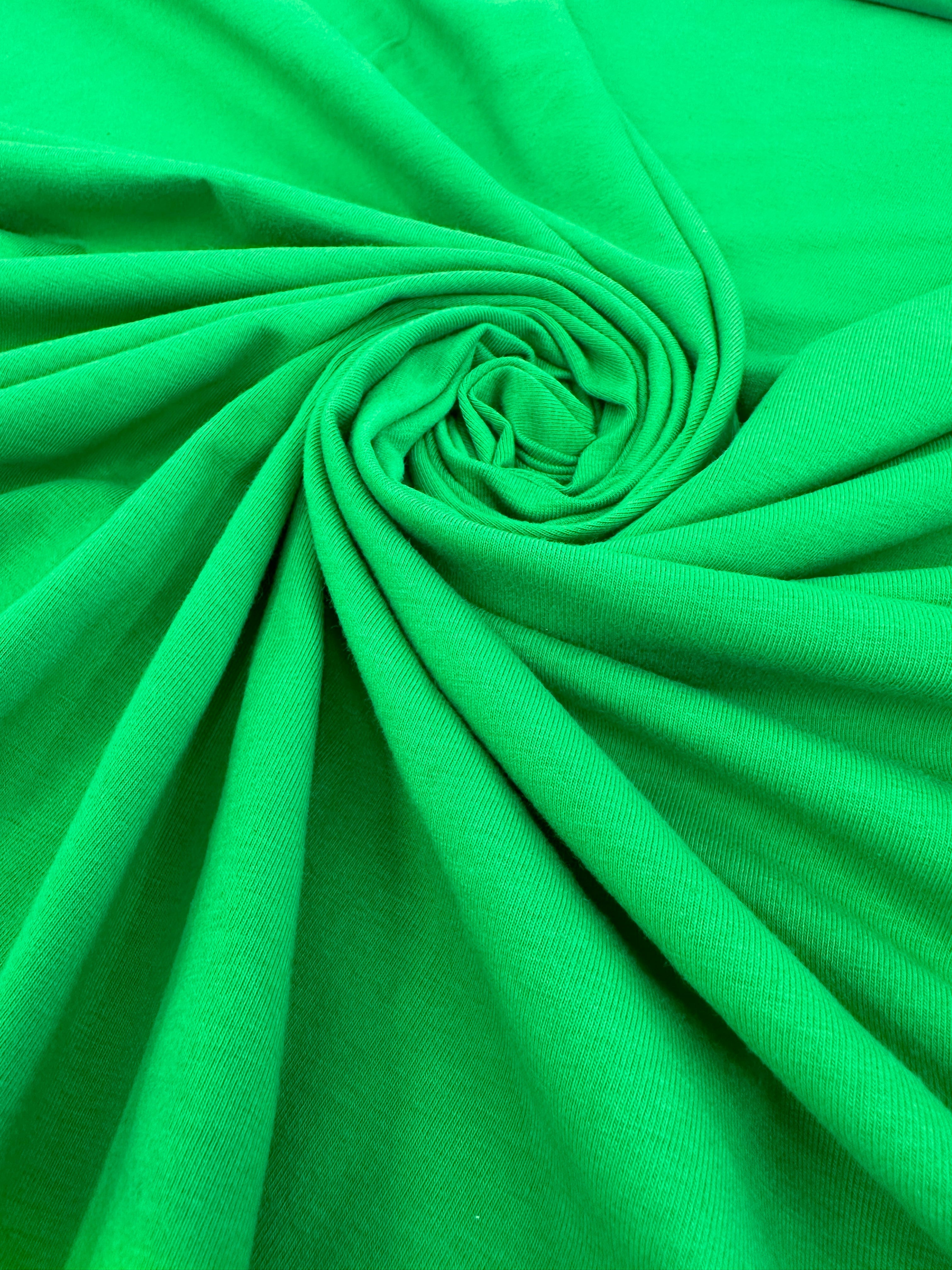 Kelly Green Cotton Jersey Spandex, Cotton Spandex, Shiny Spandex, Stretch Fabric, Cotton Jersey Spandex, Cotton Jersey, Jersey Spandex, Cotton fabric