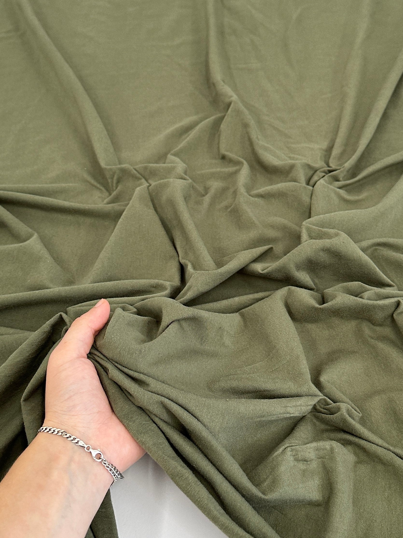 Army Green Cotton Jersey Knit, Cotton Spandex, Shiny Spandex, Stretch Fabric, Cotton Jersey Spandex, Cotton Jersey, Jersey Spandex, Cotton fabric