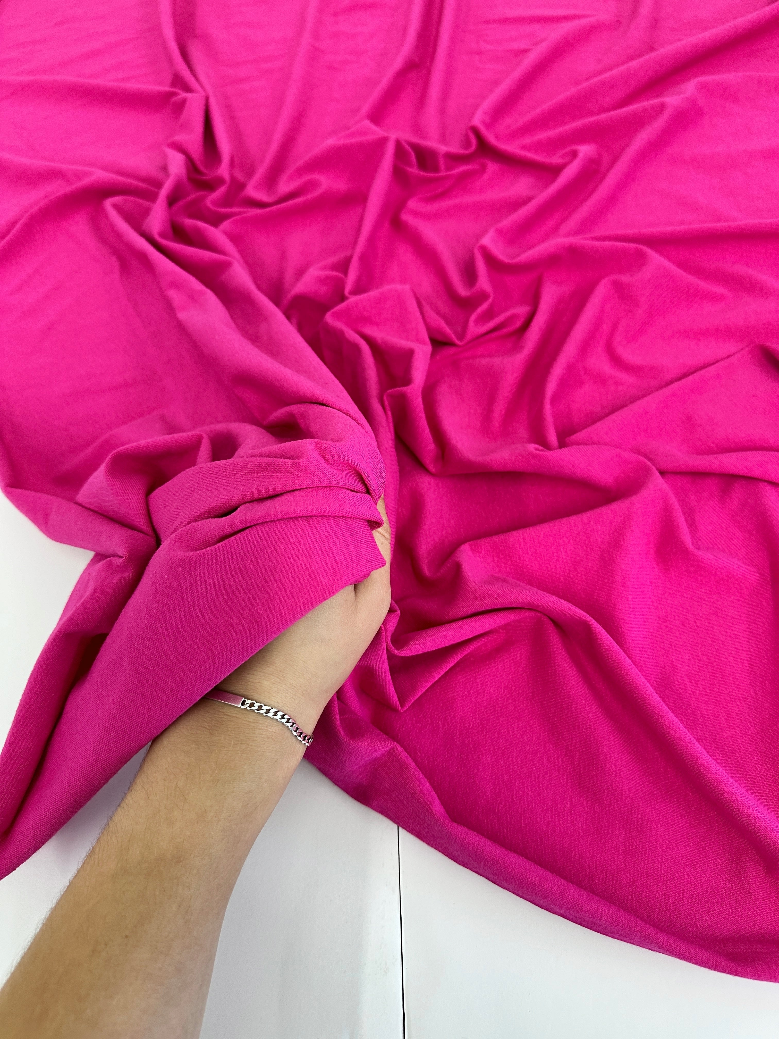 Fuchsia Cotton Jersey Spandex, Cotton Spandex, Shiny Spandex, Stretch Fabric, Cotton Jersey Spandex, Cotton Jersey, Jersey Spandex, Cotton fabric