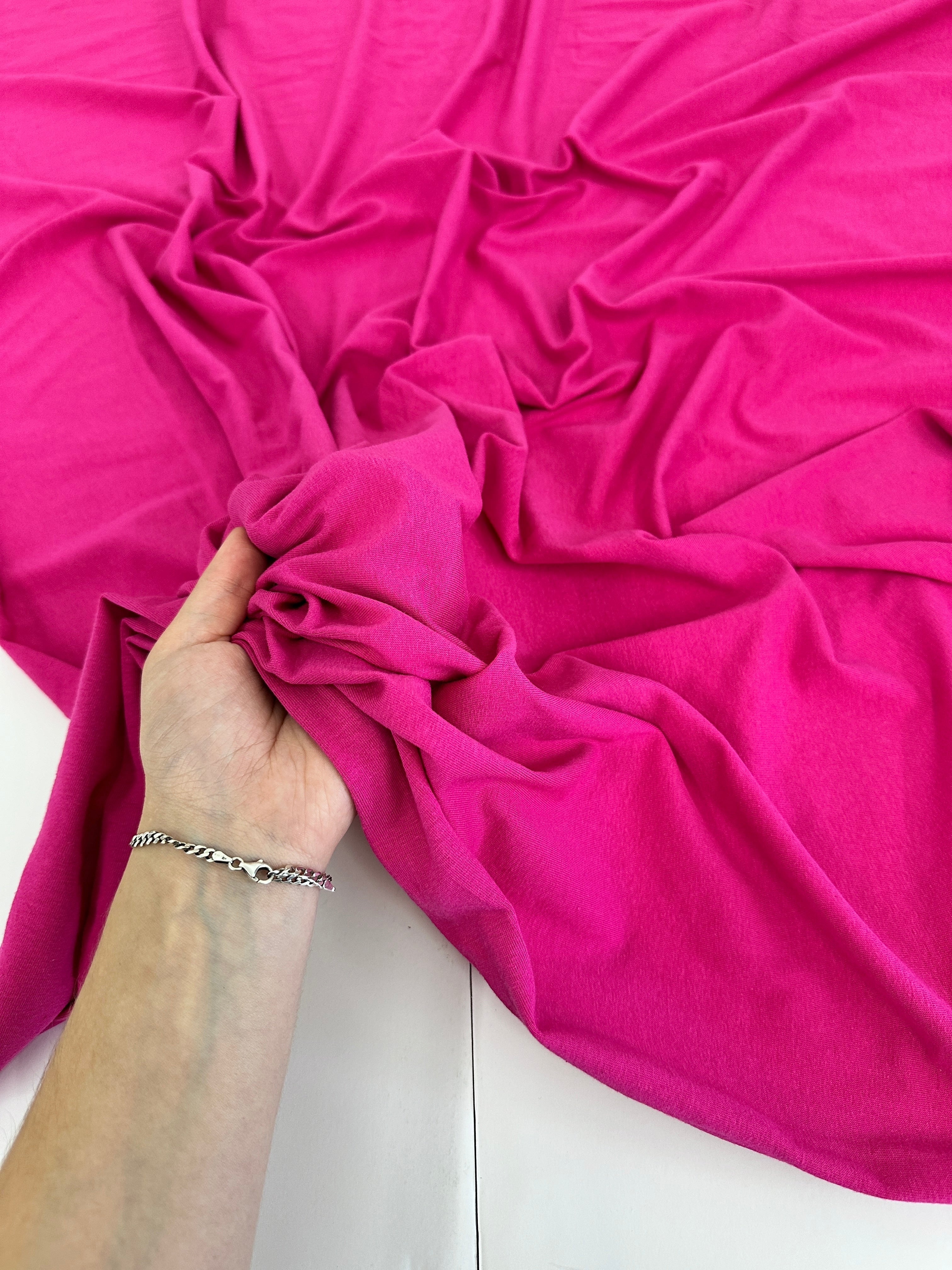 Fuchsia Cotton Jersey Spandex, shop fabrics online, sewing, fabric store, sewing store, cheap fabric store, kiki textiles, textile by the yard