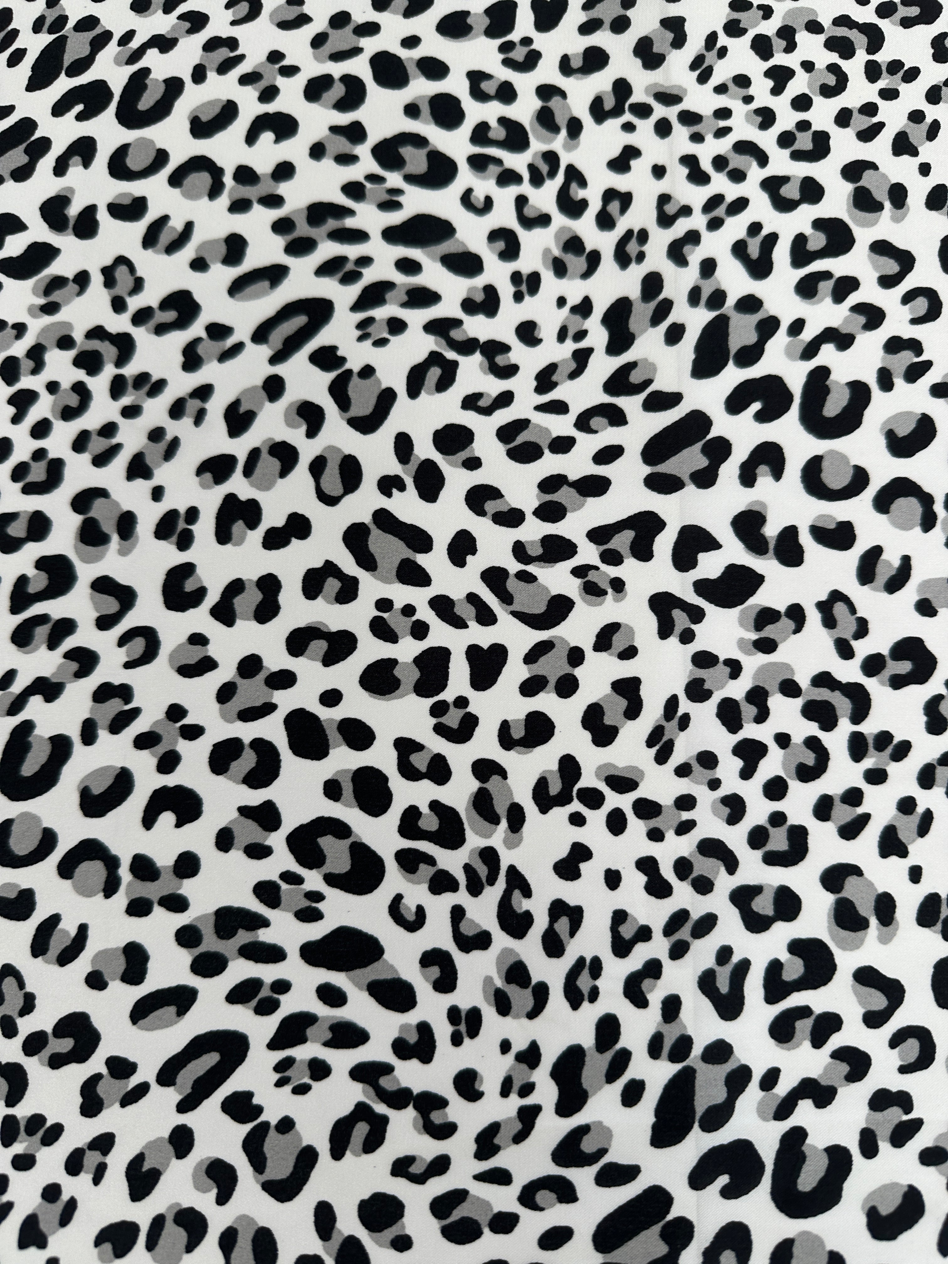 Black/White Leopard Print Satin, Luxury Satin, Cheap Satin, Premium Stretch Crepe Back Satin, Satin for Bride, Satin for Women, Satin in Low Price, Cheap Satin, Satin on Sale