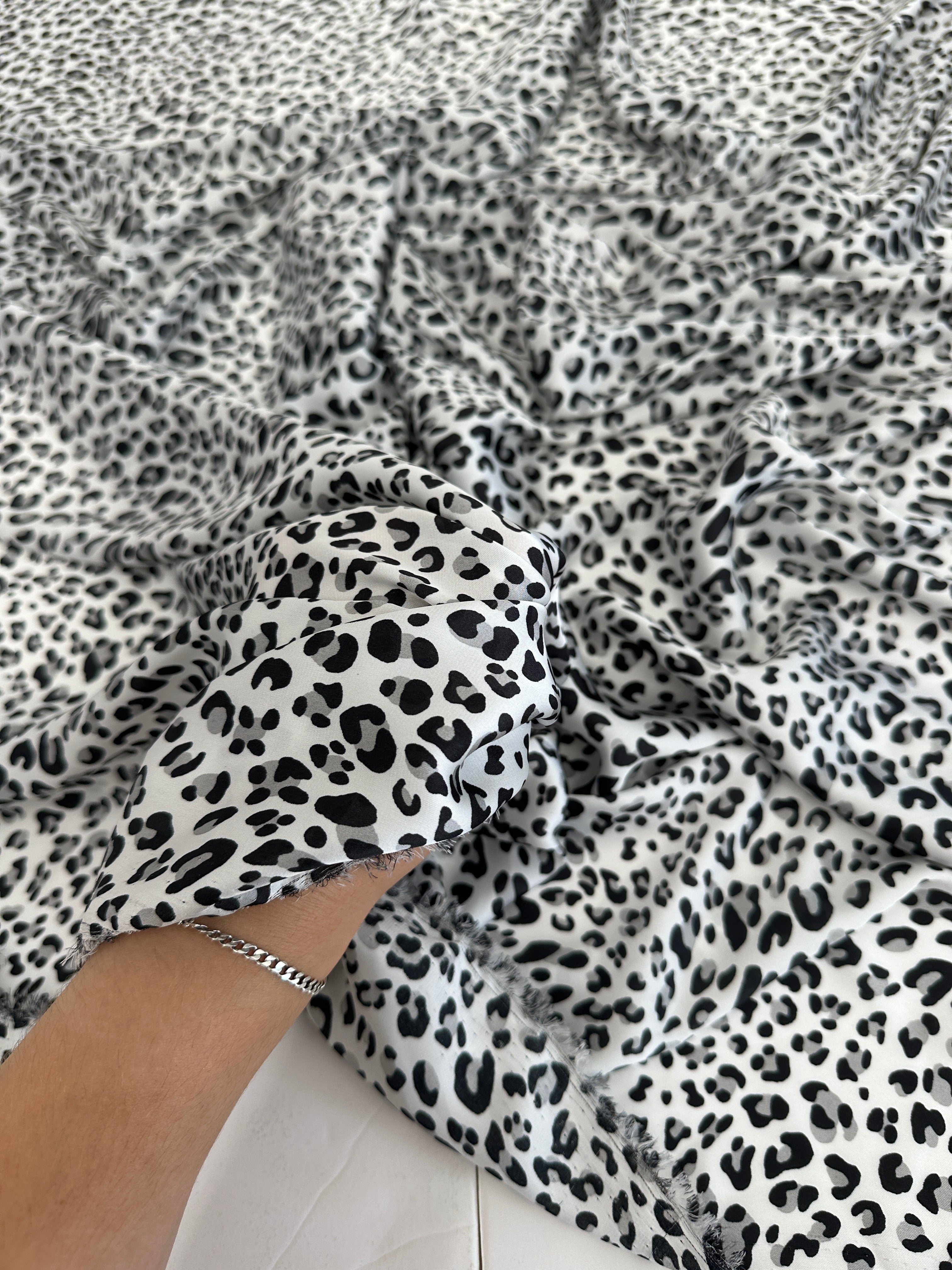 Black/White Leopard Print Satin, Shop Fabrics Online, Sewing, Fabric Store, Sewing Store, Cheap Fabric Store, Kiki Textiles, Textile by the Yard