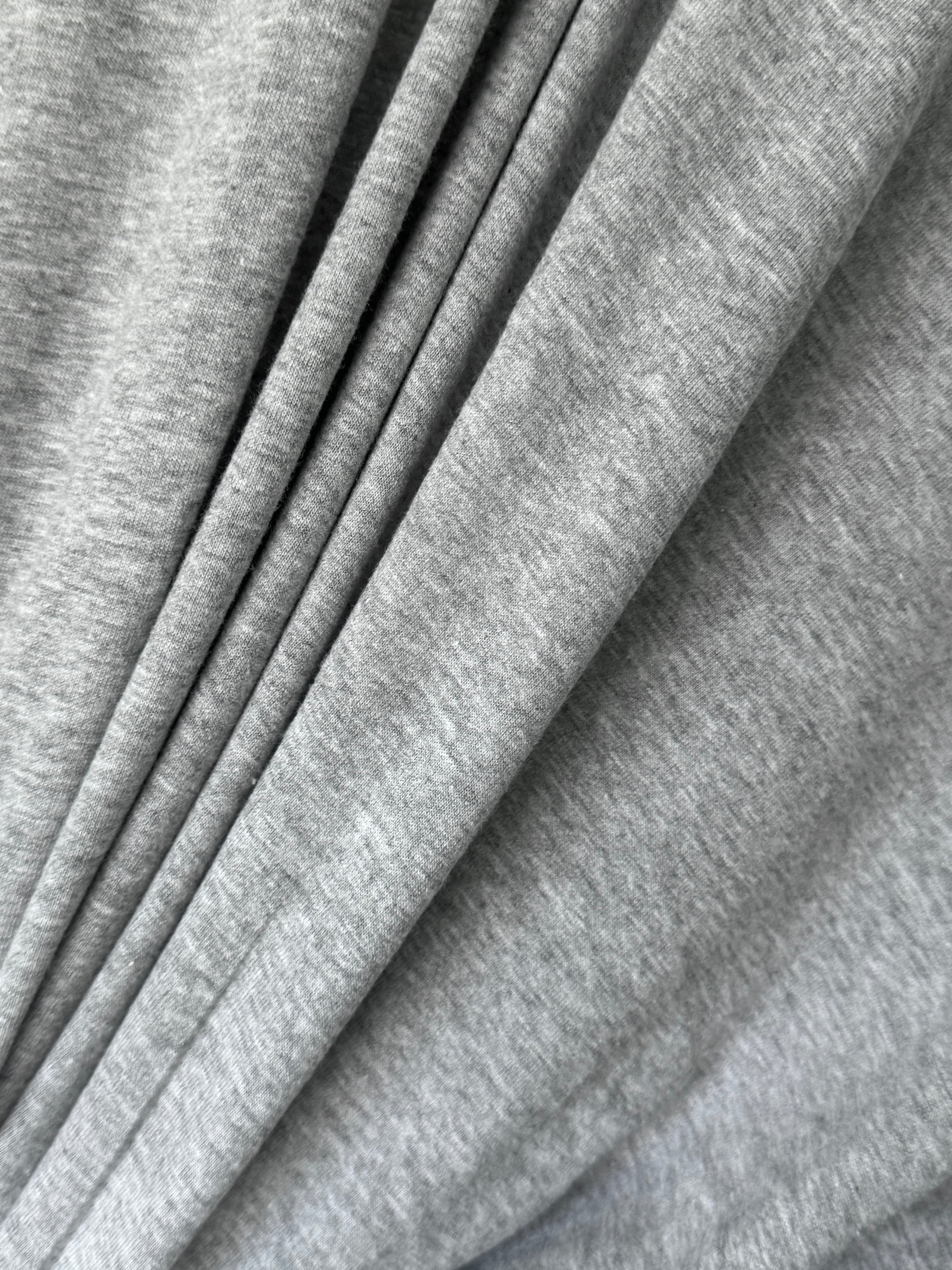 Heather Gray Spun Cotton Jersey Knit, Heather Gray Cotton Knit, Premium knit, knit for dresses, Stretch Fabric, Breathable fabric, 4 way stretch fabric, Eco-friendly fabric