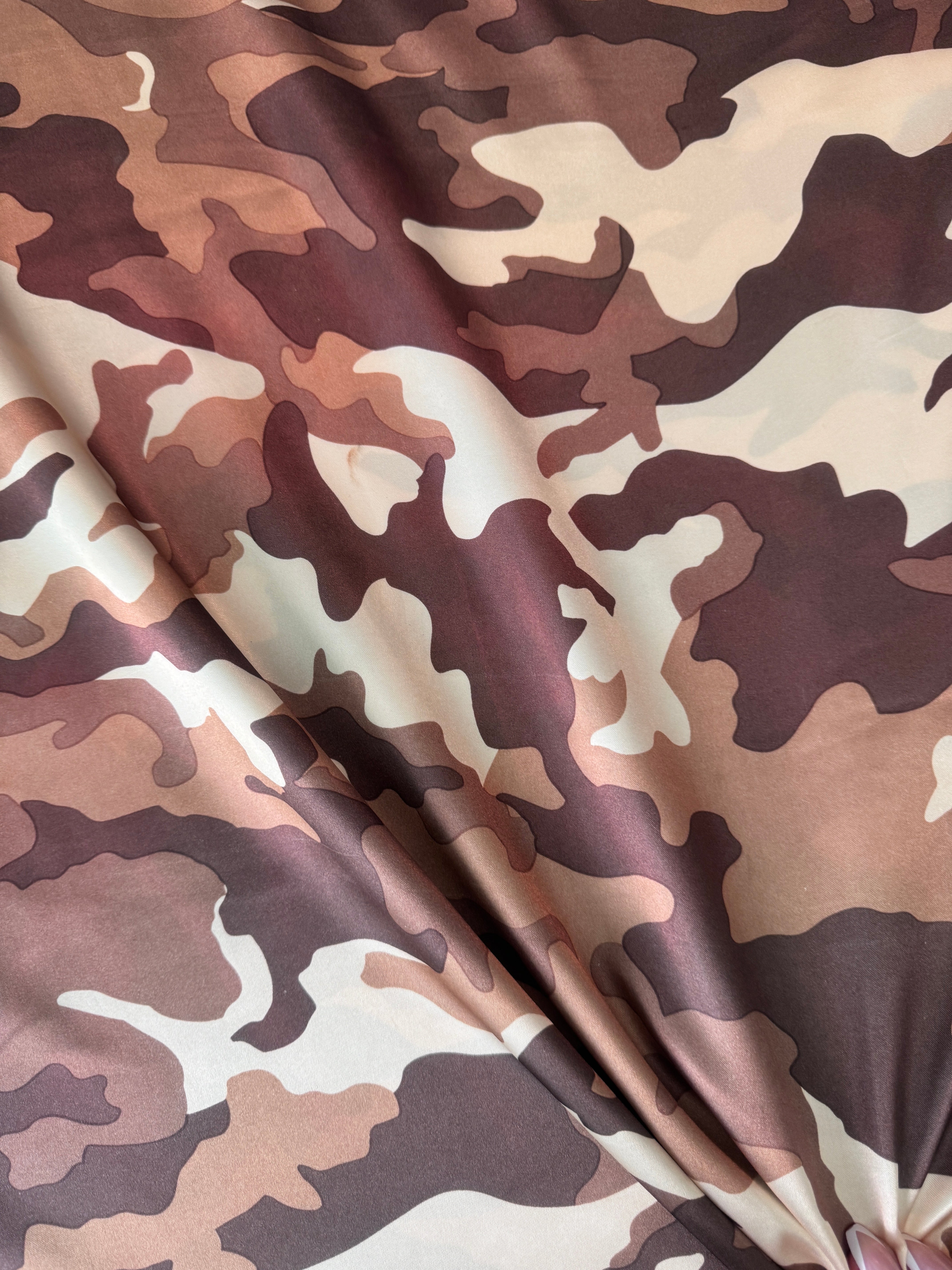 Khaki Camouflage Army Satin, shop fabrics online, sewing, fabric store, sewing store, cheap fabric store, kiki textiles, textile by the yard