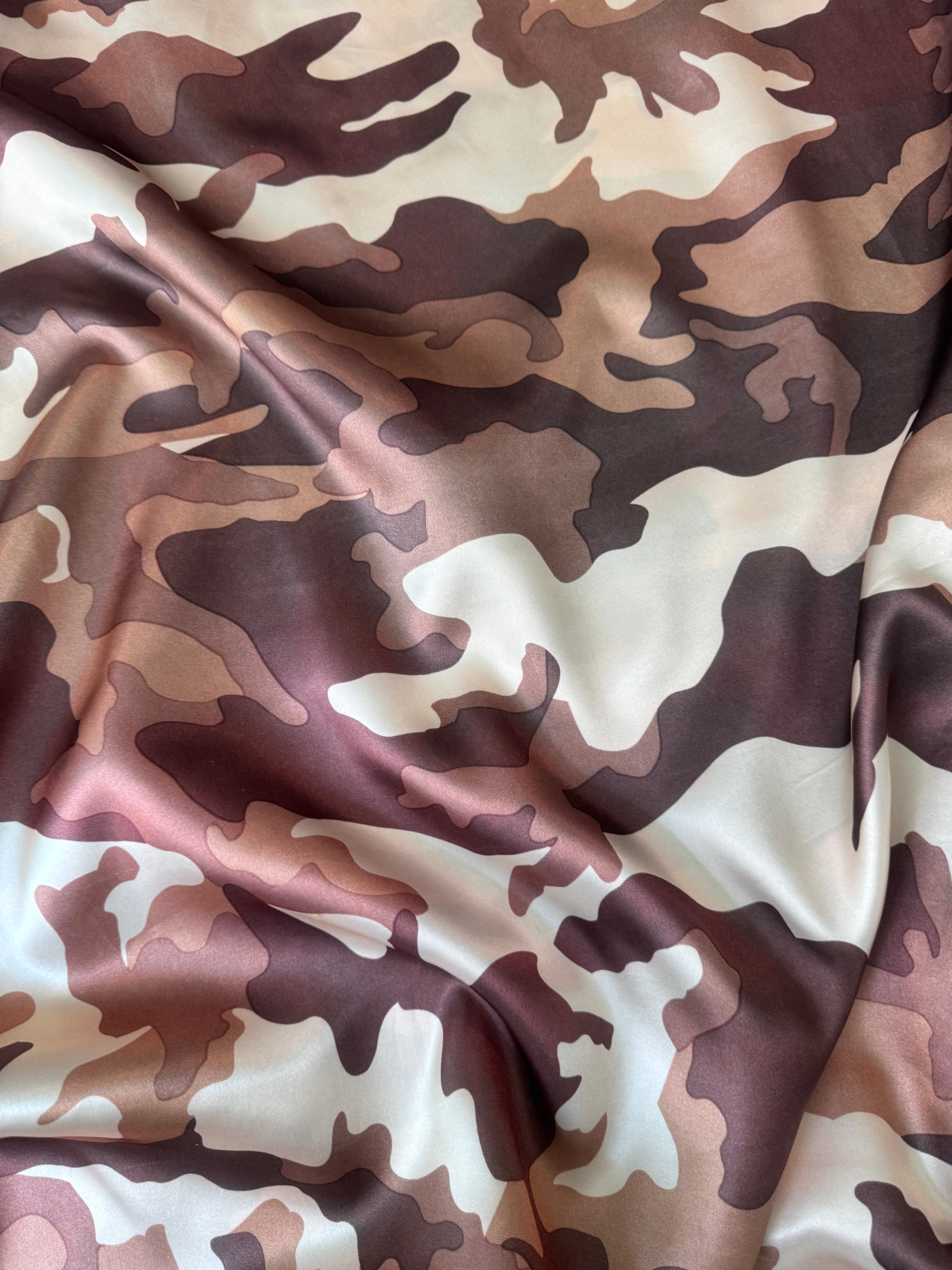 Khaki Camouflage Army Satin, shop fabrics online, sewing, fabric store, sewing store, cheap fabric store, kiki textiles, textile by the yard