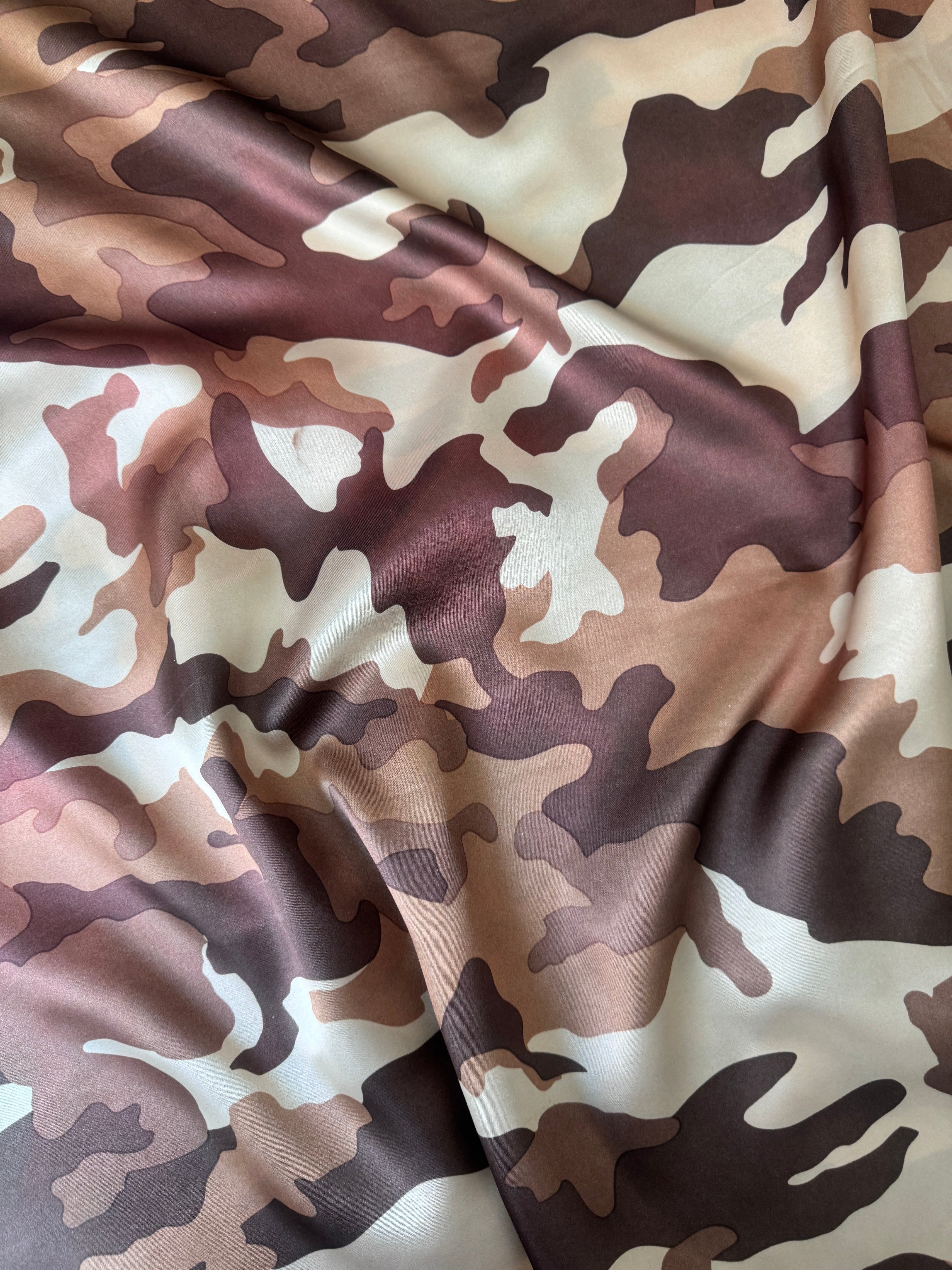 Khaki Camouflage Army Satin, shop fabrics online, sewing, fabric store, sewing store, cheap fabric store, kiki textiles, textile by the yard