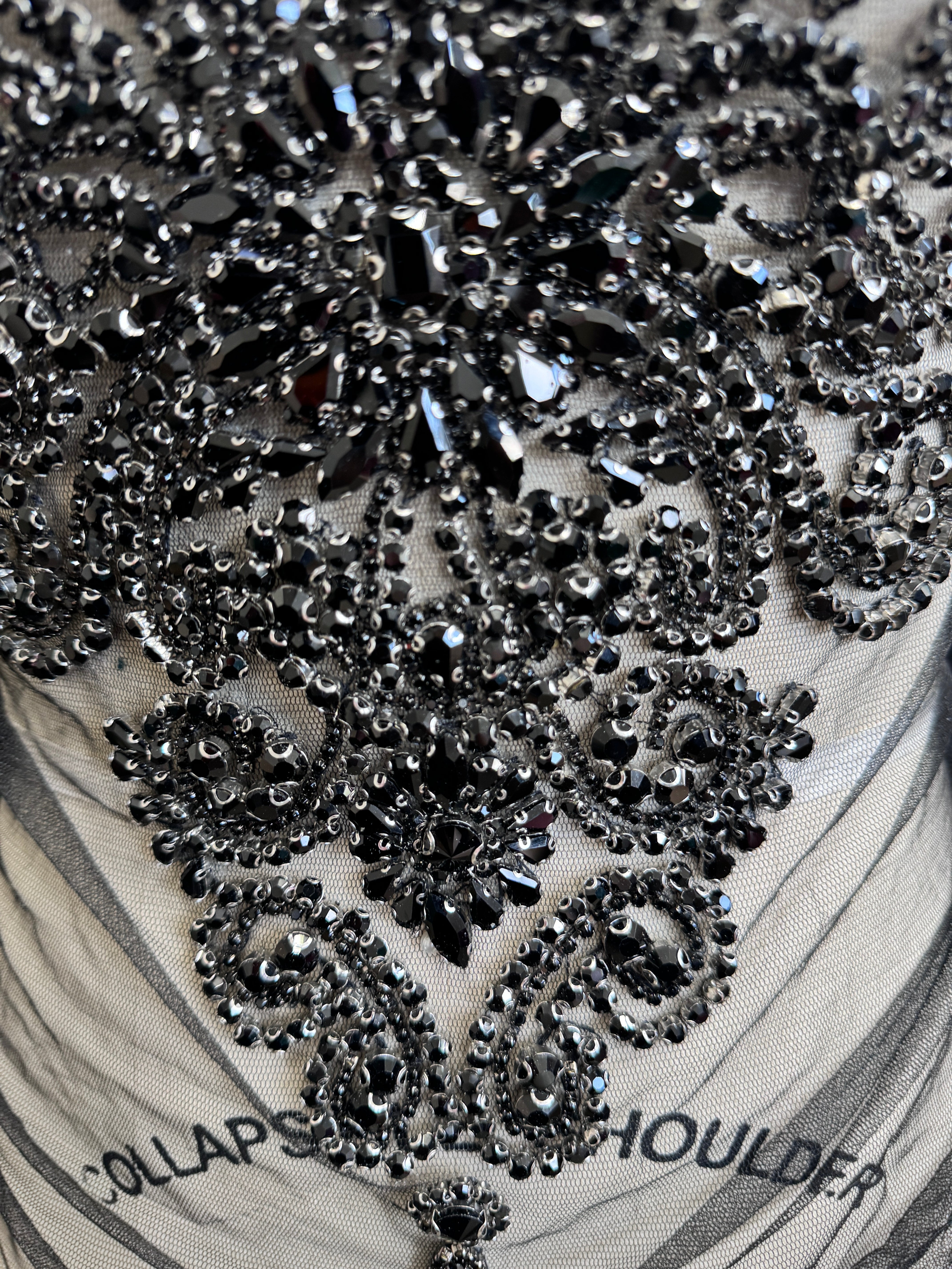 amy black Rhinestone Bodice Applique, black rhinestone, dark black rhinestone, dark gray rhinestone,