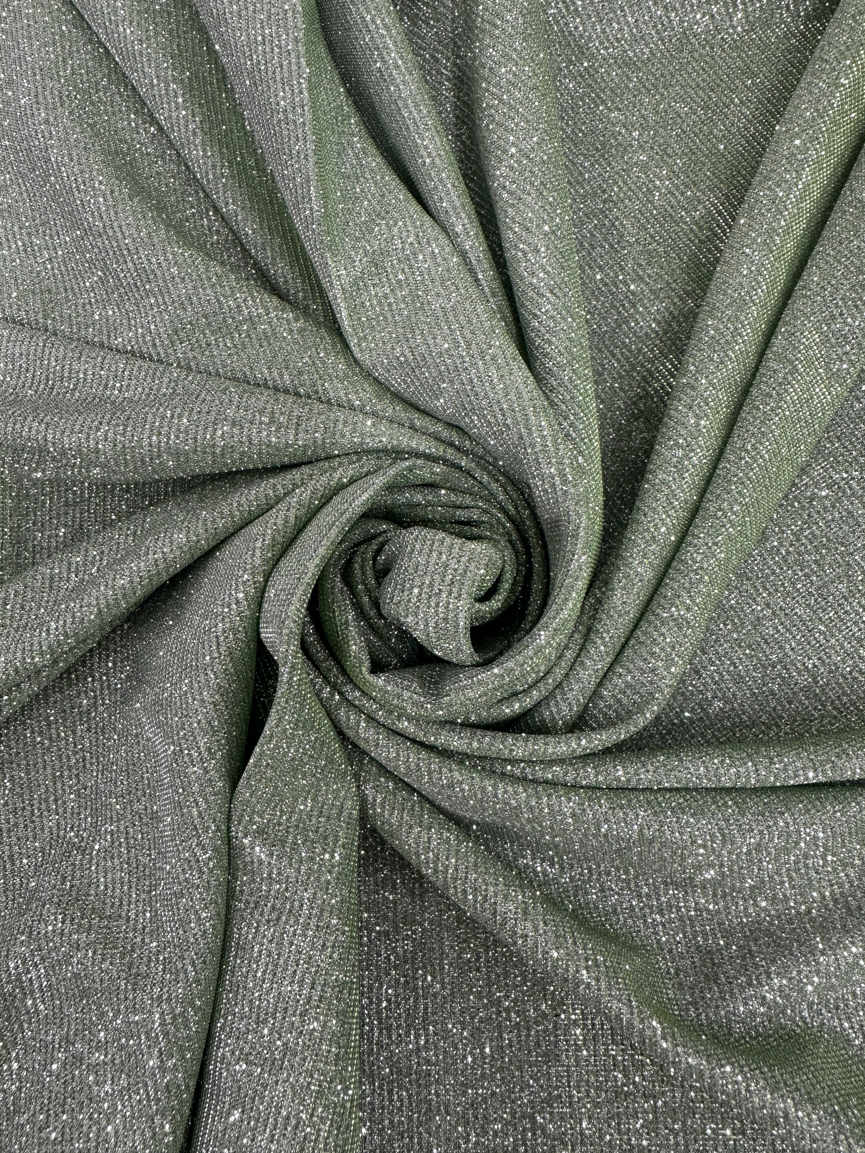 Sage Green Stretch Metallic Lurex, Glittery Fabric, Stretch Metallic Lurex, Sparkle Fabric, Lurex Fabric for Sale, All Way Stretch Lurex, Lurex for Leggings