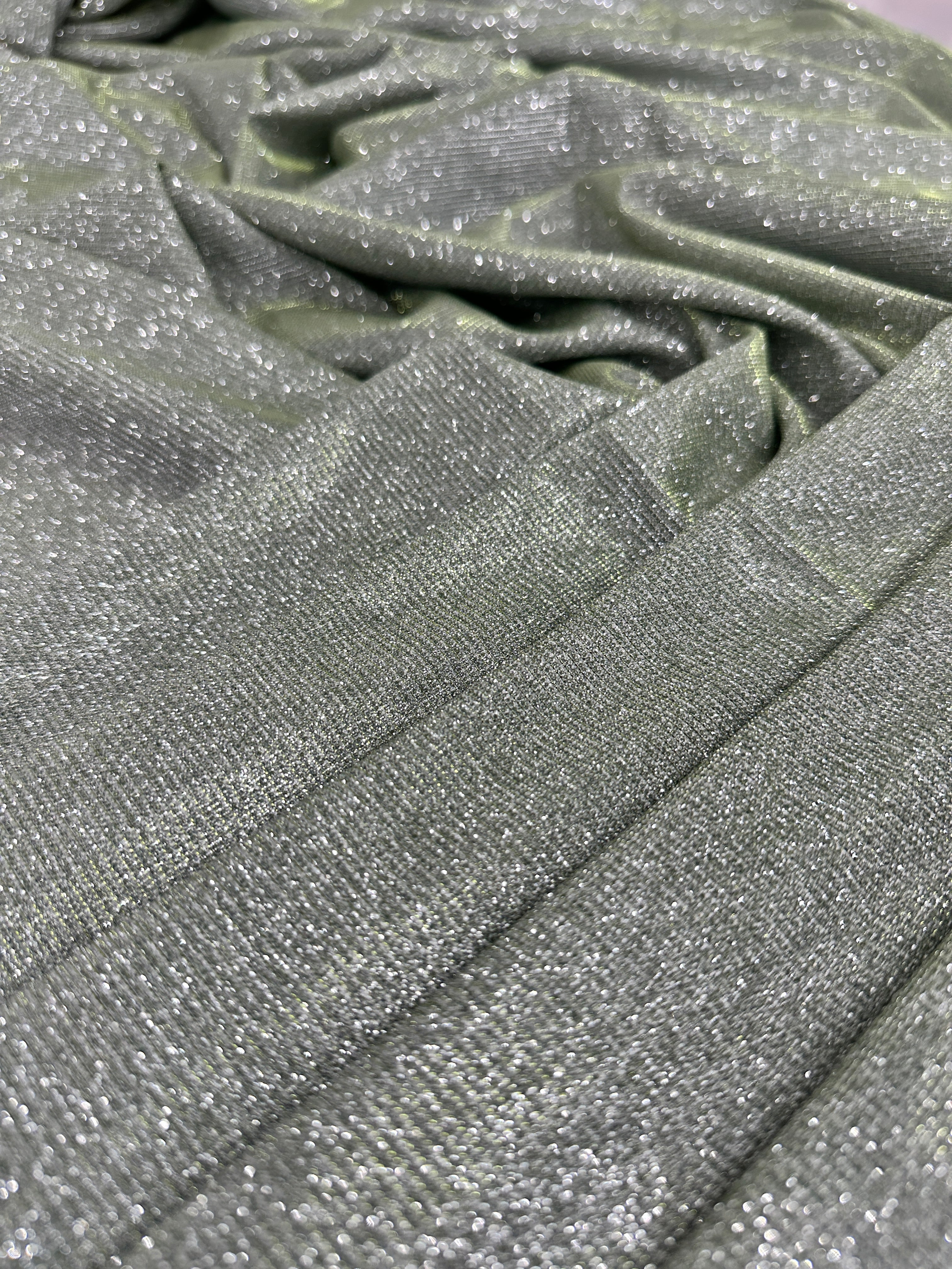 Sage Green Stretch Metallic Lurex, Shop Fabrics Online, Sewing, Fabric Store, Sewing Store, Cheap Fabric Store, Kiki Textiles, Textile by the Yard