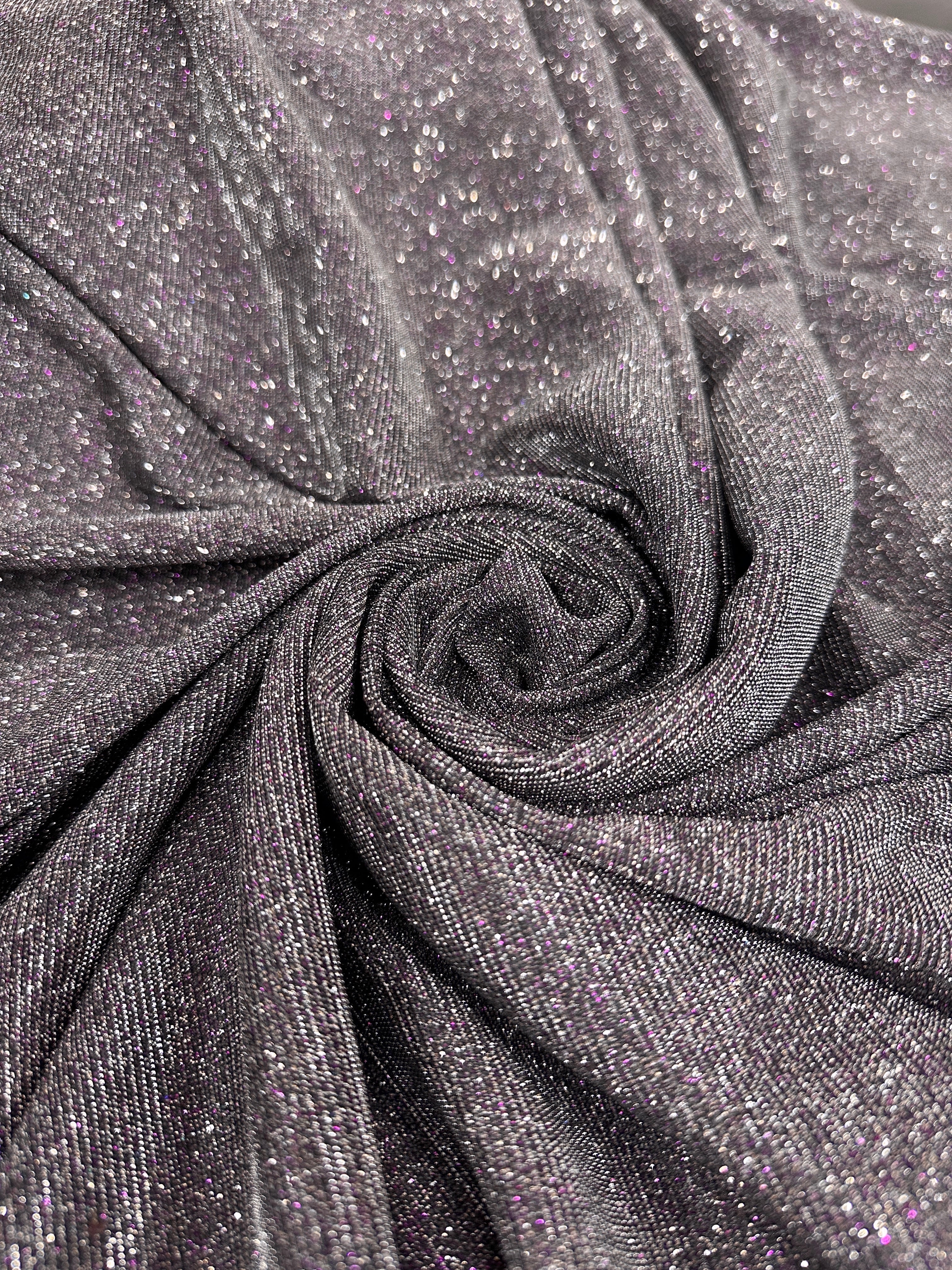 Silver-purple Iridescent Stretch Metallic Lurex, Glittery Fabric, Stretch Metallic Lurex, Sparkle Fabric, Lurex Fabric for Sale, All Way Stretch Lurex, Lurex for Leggings