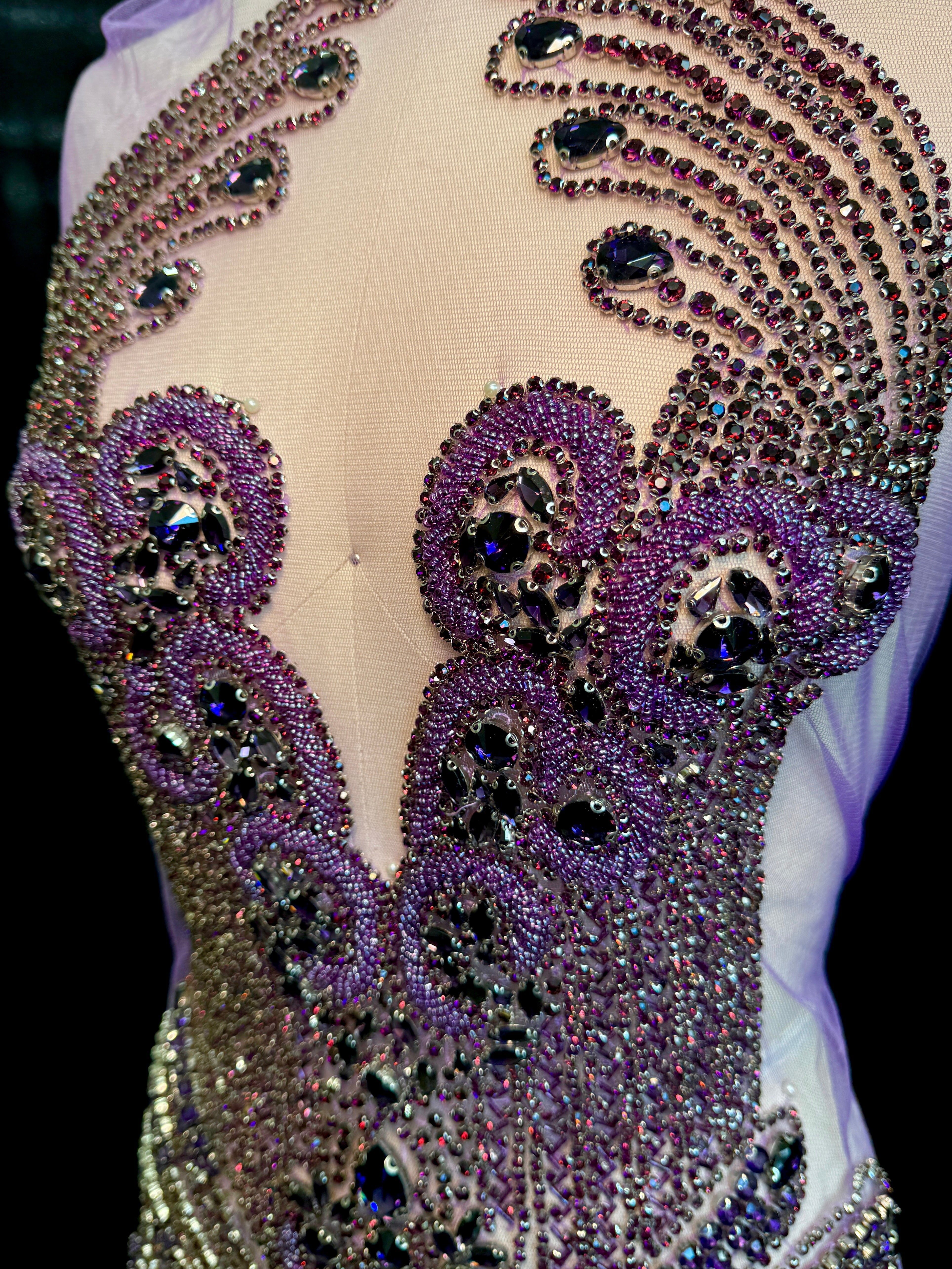 tina purple Rhinestone Bodice Applique, purple rhinestone, dark purple rhinestone, light purple rhinestone  