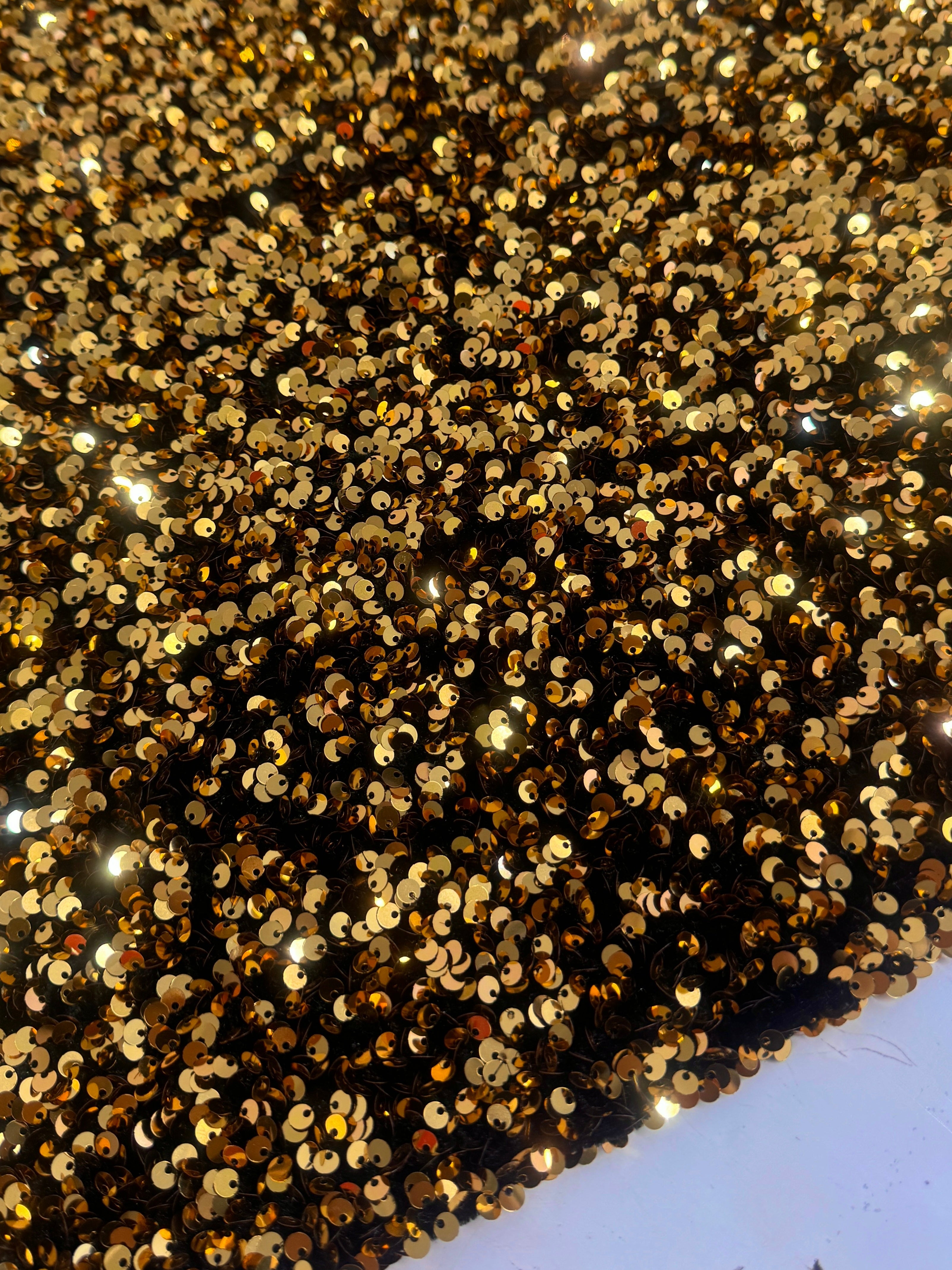 Deep Gold Sequins on Velvet, Deep Gold Sequin on velvet, Stretch Sequin Mesh, Stretch Sequin velvet for woman,  Stretch Sequin velvet for bride, Stretch Sequin velvet on sale, Stretch Sequin velvet on discount, Stretch Sequin velvet online