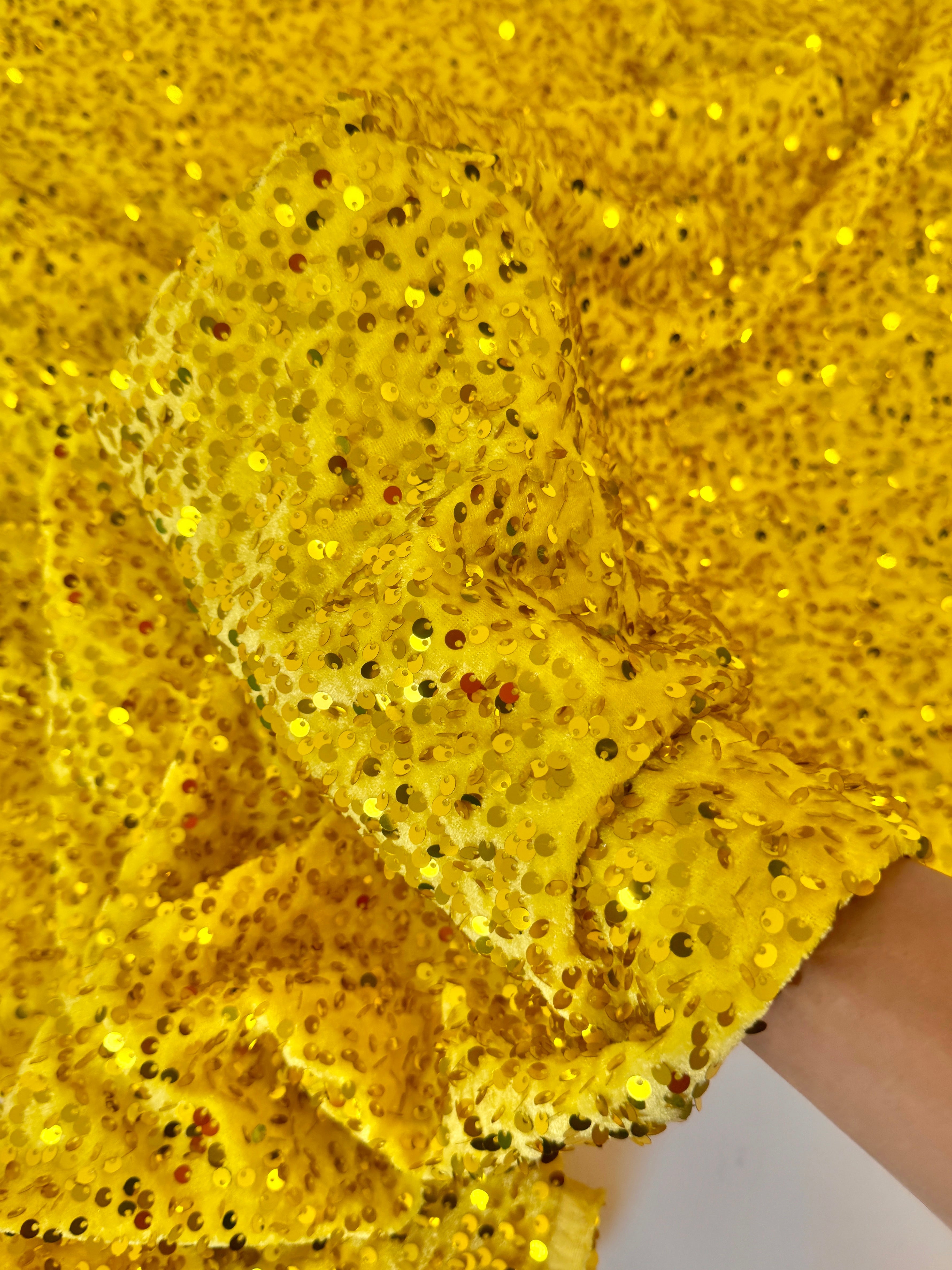 Yellow Sequins Velvet, Shop Fabrics Online, Sewing, Fabric Store, Sewing Store, Cheap Fabric Store, Kiki Textiles, Textile by the Yard