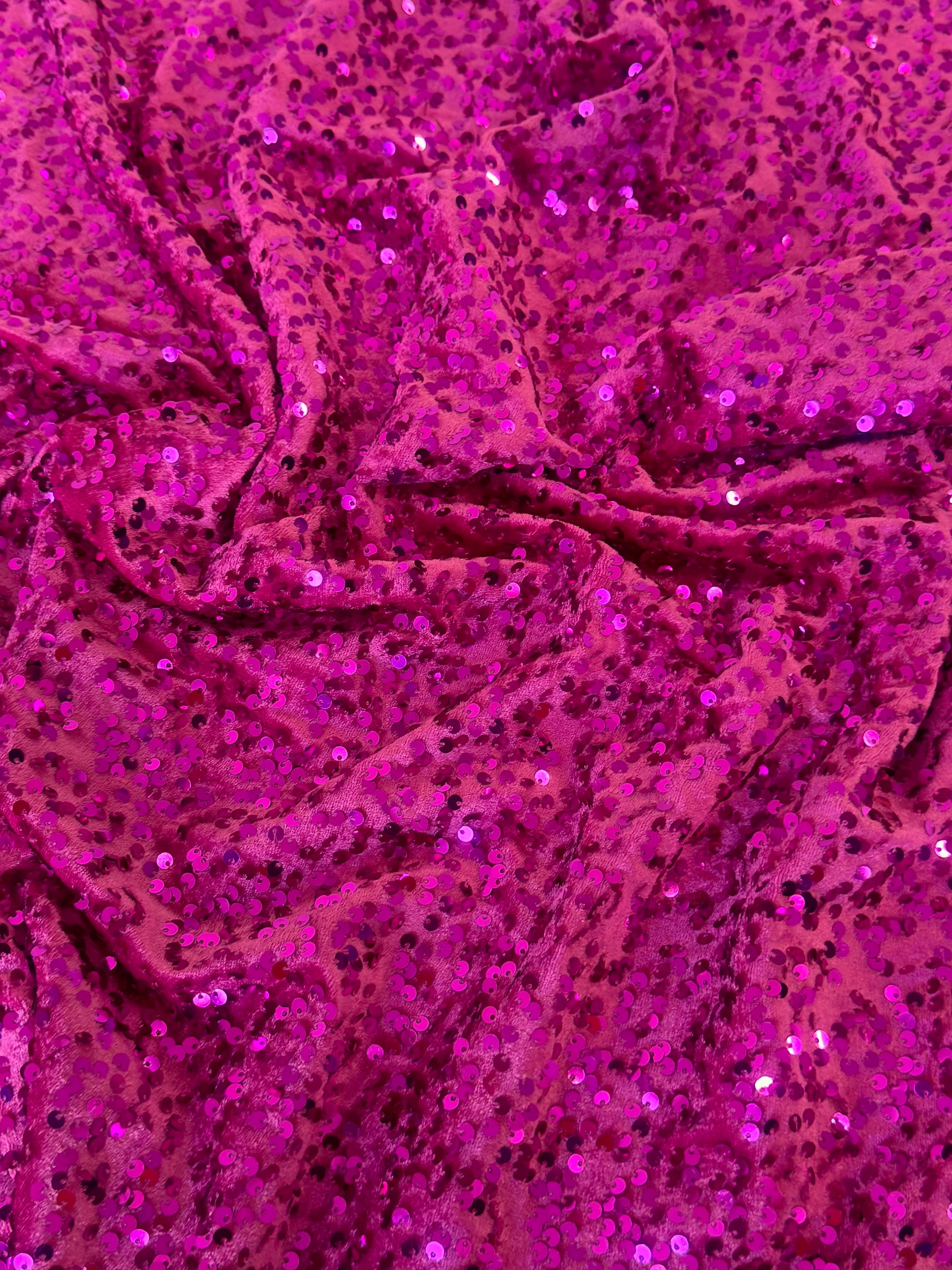 Fuchsia Sequins Velvet, Shop Fabrics Online, Sewing, Fabric Store, Sewing Store, Cheap Fabric Store, Kiki Textiles, Textile by the Yard