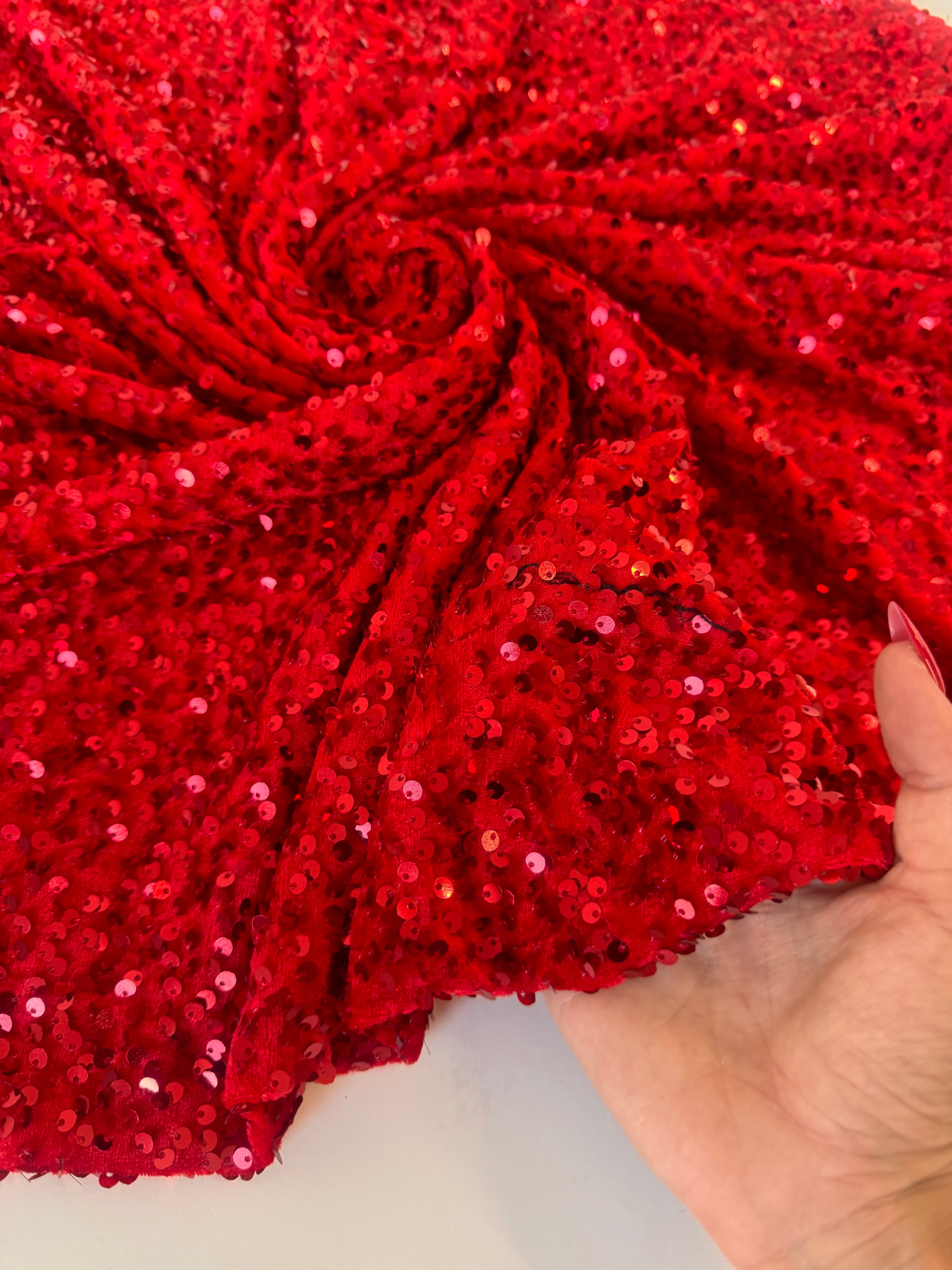 Red Sequins Velvet Velvet, Shop Fabrics Online, Sewing, Fabric Store, Sewing Store, Cheap Fabric Store, Kiki Textiles, Textile by the Yard