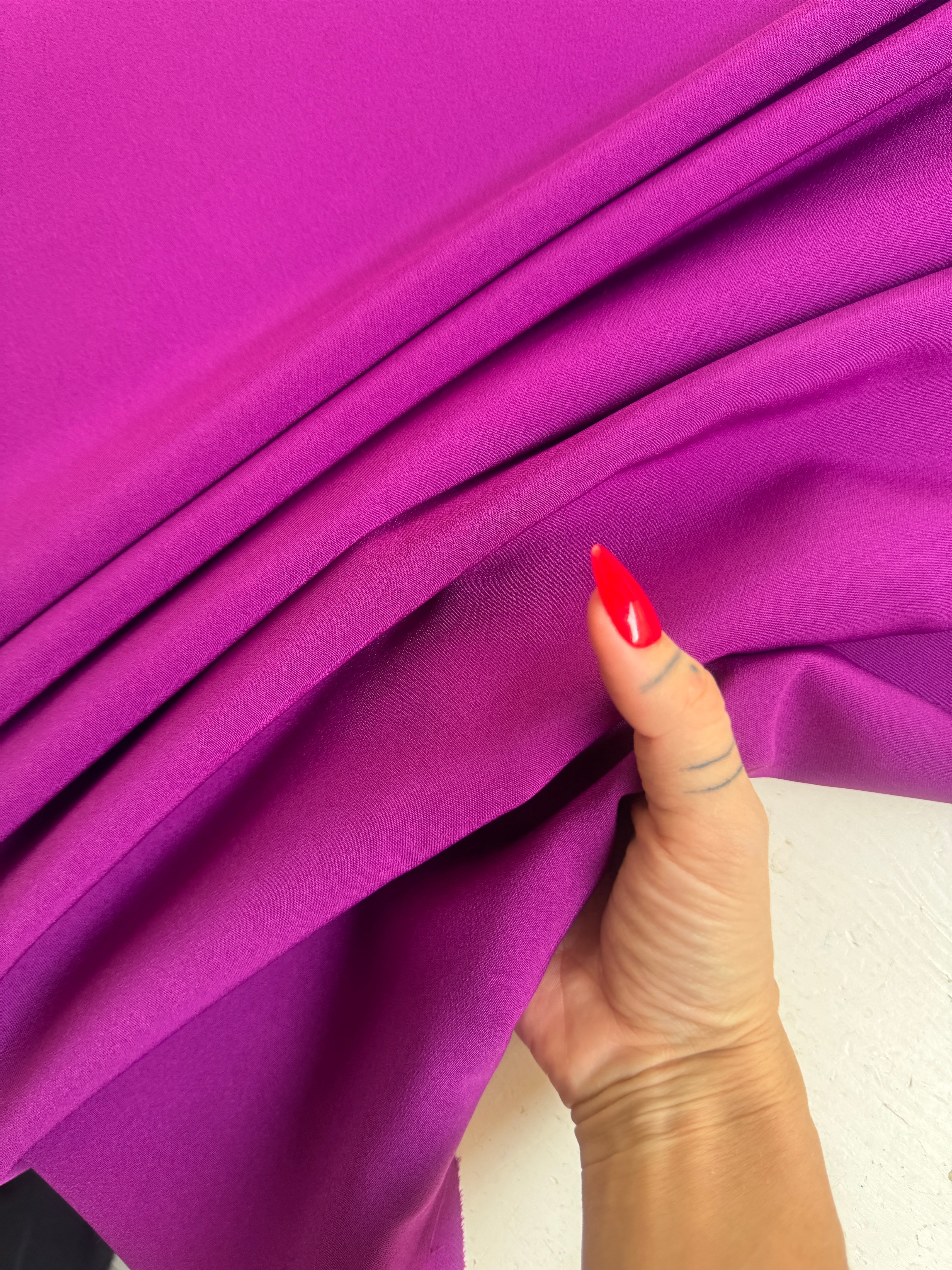 Magenta Stretch Crepe, Magenta stretch crepe, Stretch textured fabric, Premium stretch crepe, Crepe for bride, Textured crepe for woman, Crepe in low price, Stretch crepe fabric