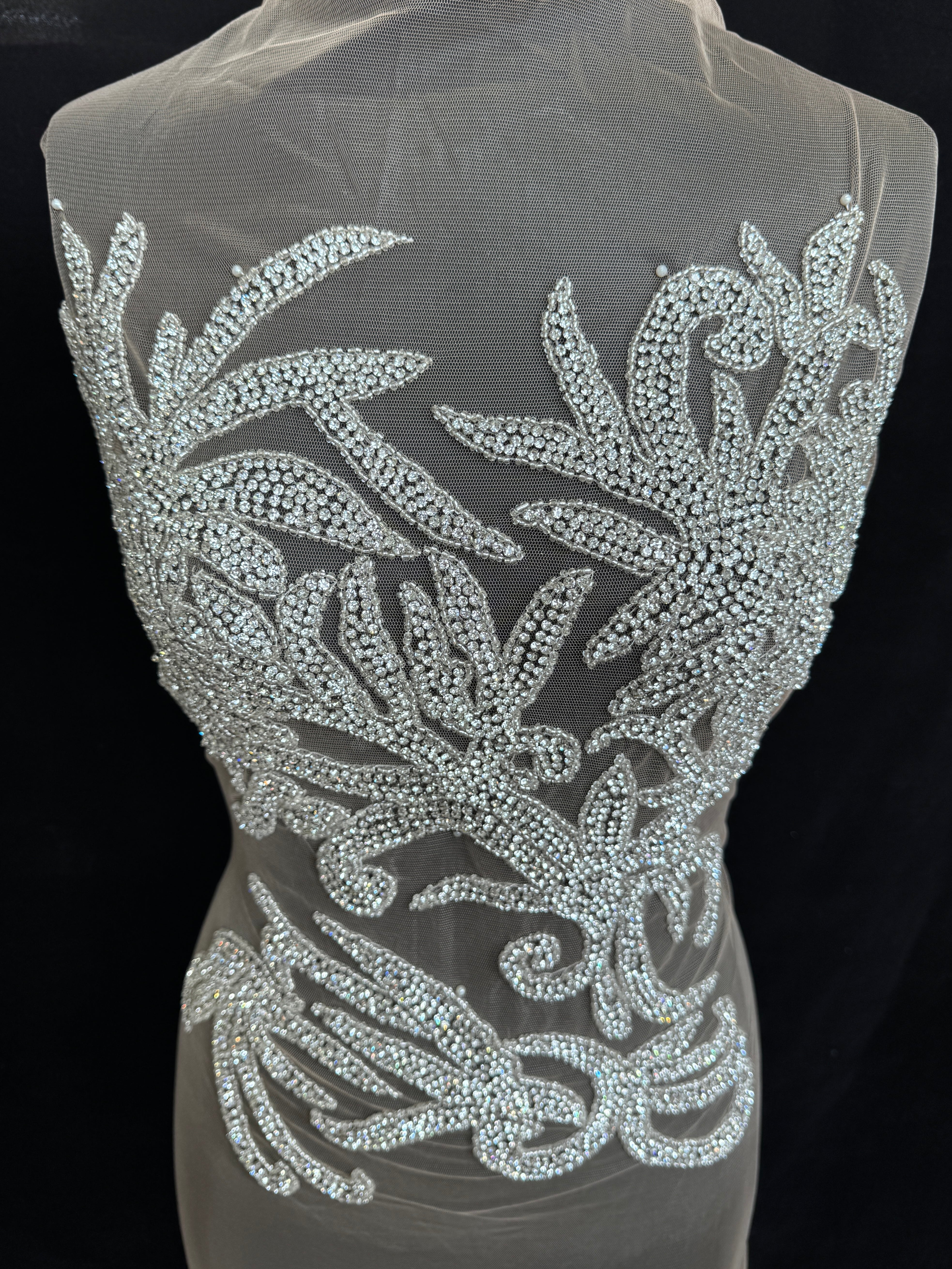 susan silver Rhinestone Bodice Applique, silver rhinestone, dark silver rhinestone, light silver rhinestone