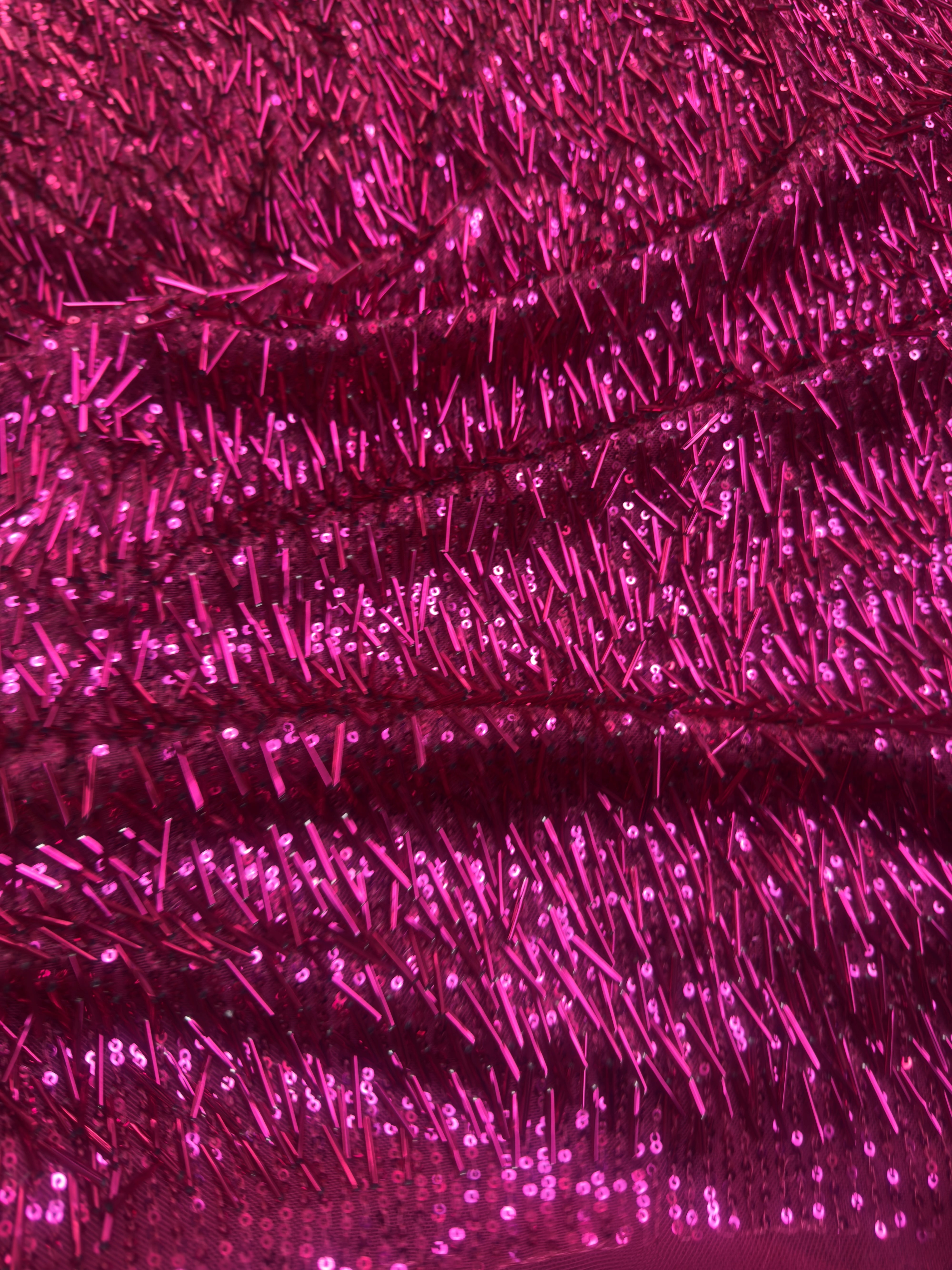 Fuchsia Fringe Sequin on Mesh, Fabric Store, Sewing Store, Cheap Fabric Store, Kiki Textiles, Textile by the Yard