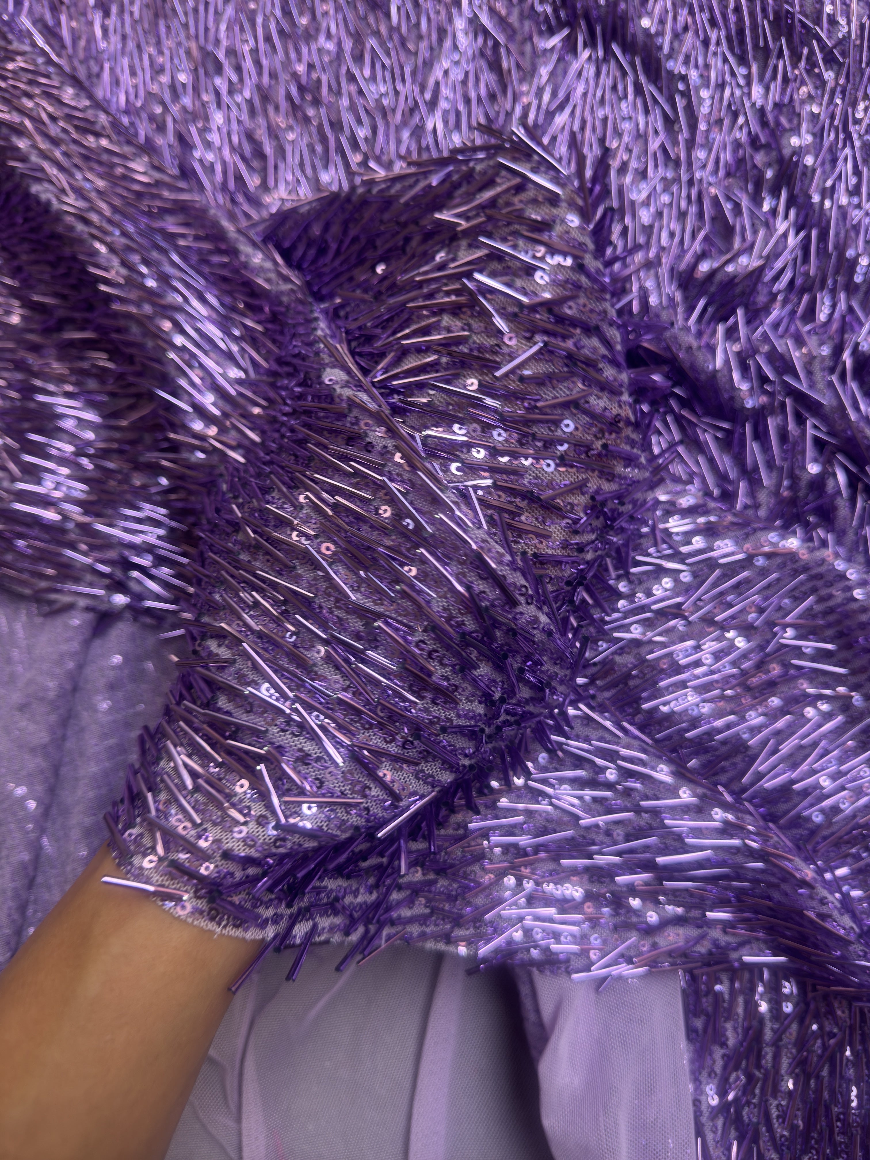 Lavender Fringe Sequin on Mesh, Fabric Store, Sewing Store, Cheap Fabric Store, Kiki Textiles, Textile by the Yard