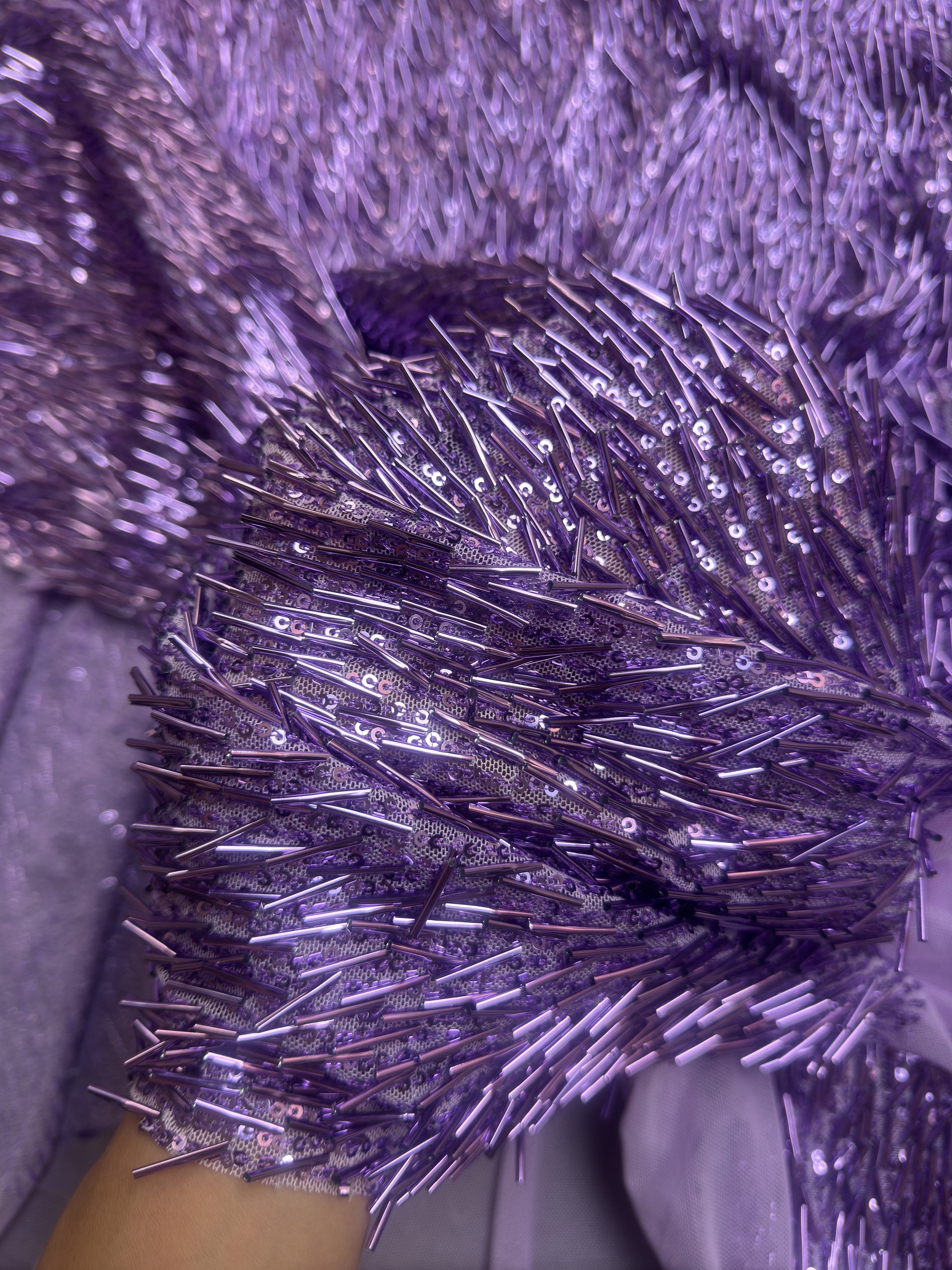 Lavender Fringe Sequin on Mesh, Fabric Store, Sewing Store, Cheap Fabric Store, Kiki Textiles, Textile by the Yard