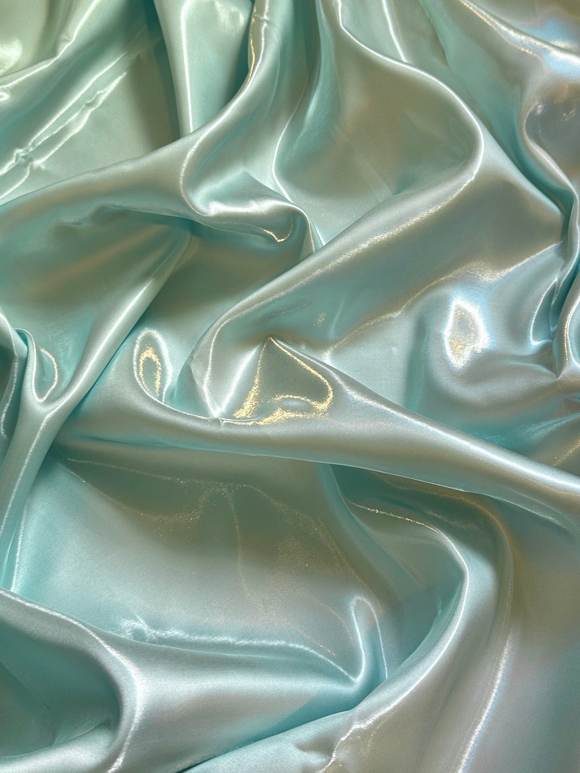 Mint Green Liquid Bridal Satin, Fabric Store, Sewing Store, Cheap Fabric Store, Kiki Textiles, Textile by the Yard