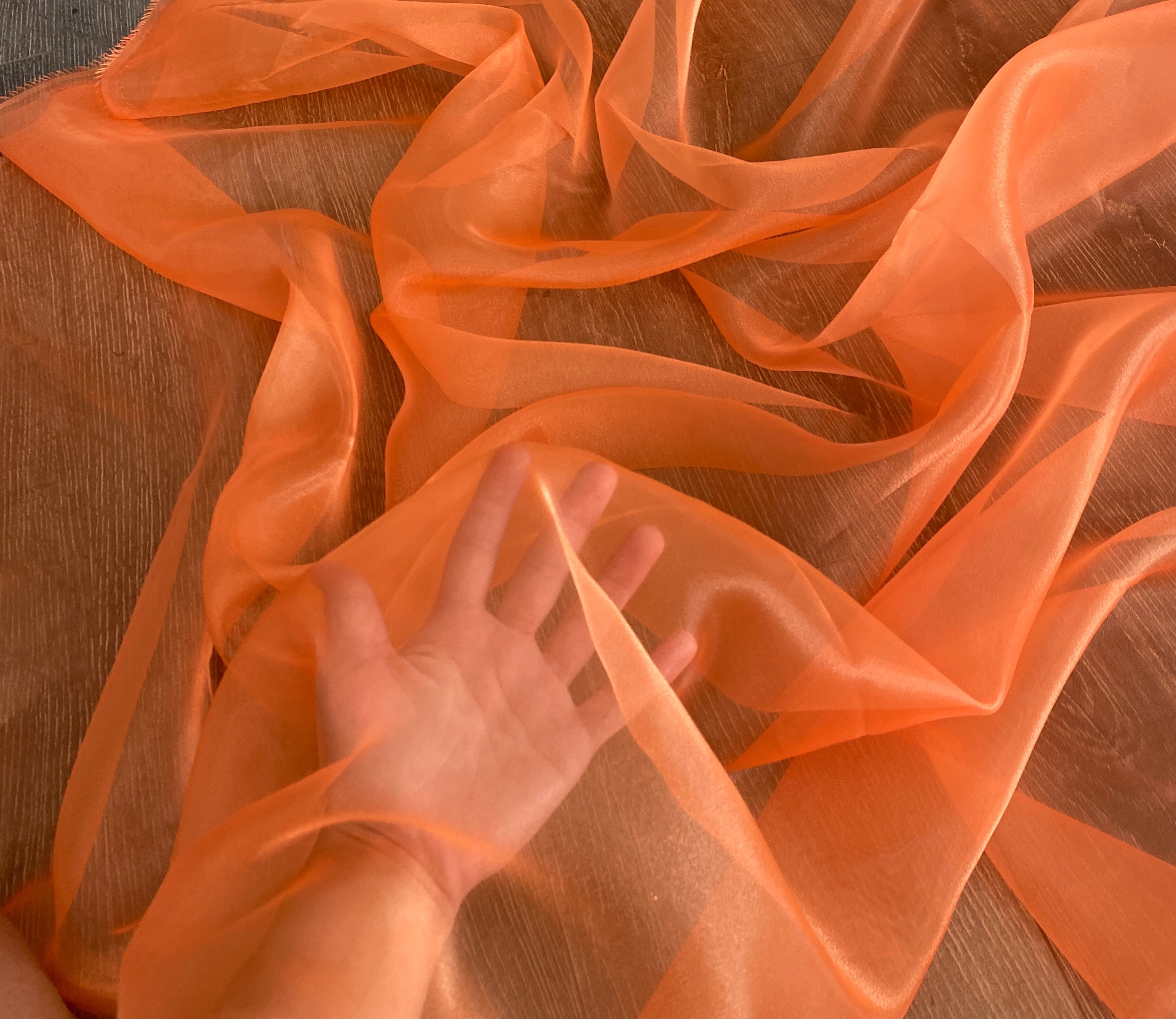 orange crystal chiffon, online textile store, sewing, fabric store, sewing store, cheap fabric store, kiki textiles