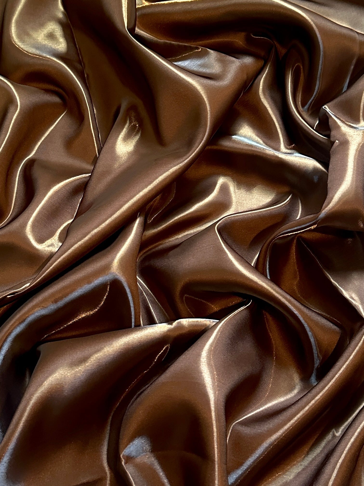 Chocolate Brown Liquid Bridal Satin, Fabric Store, Sewing Store, Cheap Fabric Store, Kiki Textiles, Textile by the Yard