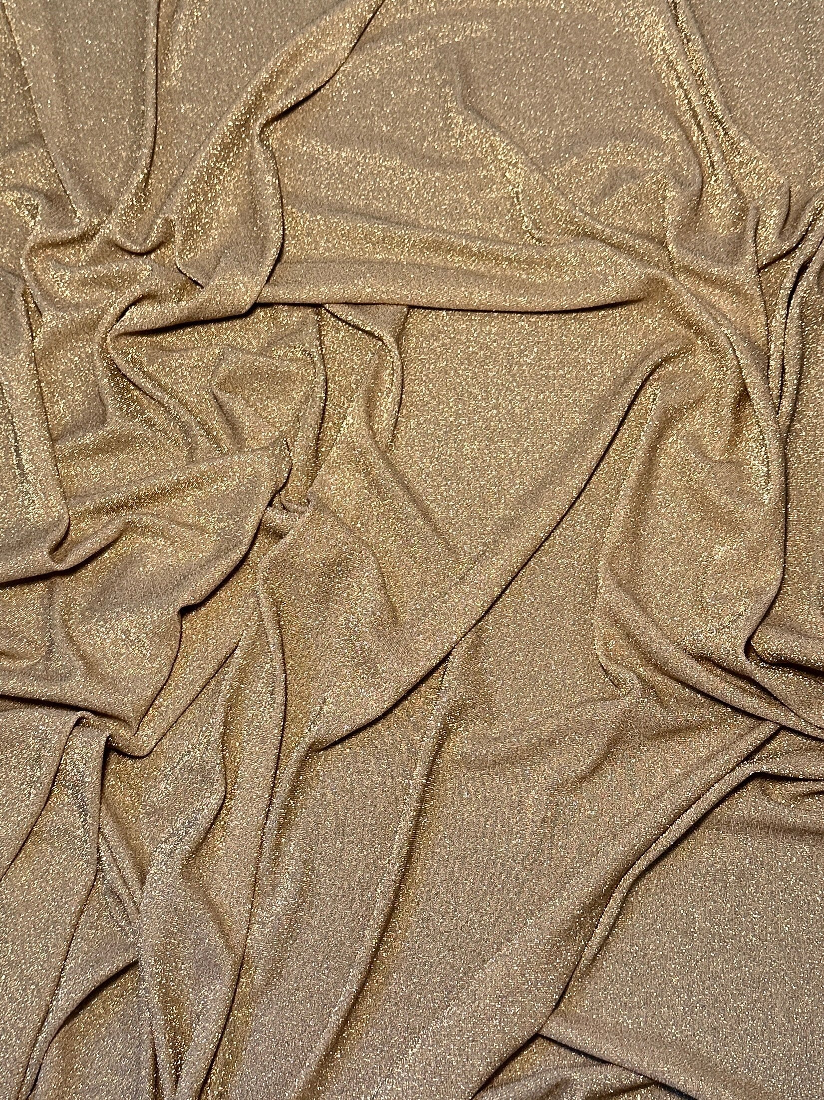 Metallic Lurex Stretch Spandex Rib Jersey Knit Fabric, Per Metre - Rose Gold