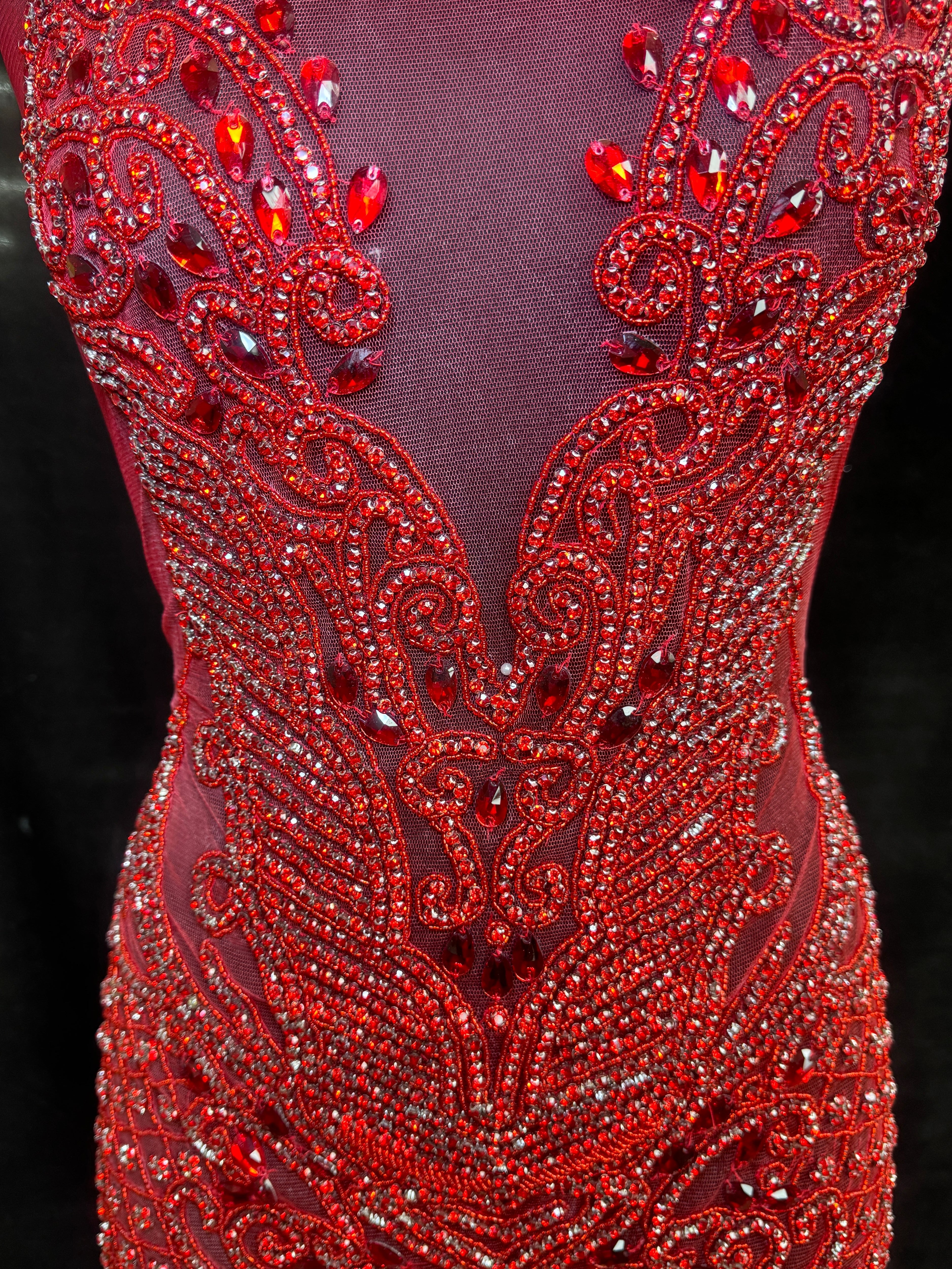 Brenda Red Rhinestone Bodice Applique, online textile store, sewing, fabric store, sewing store, cheap fabric store, kiki textiles